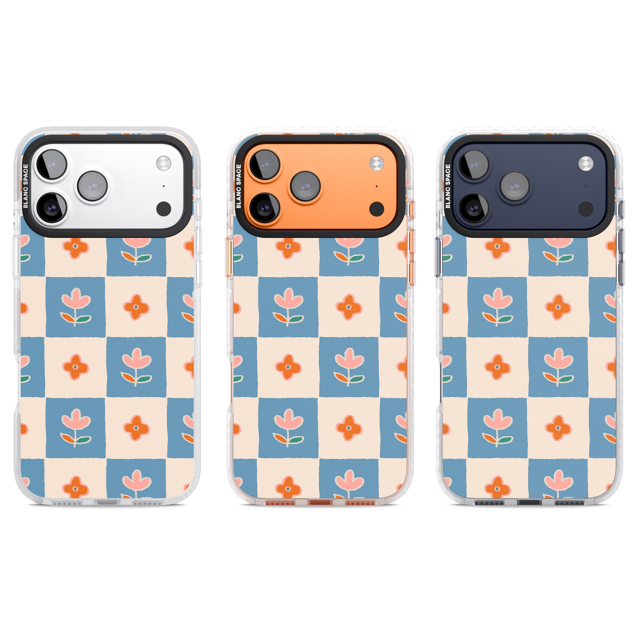 Vintage Bloom Checkered iPhone 17 Pro Impact Pro Clear Phone Case APT Impact Protection