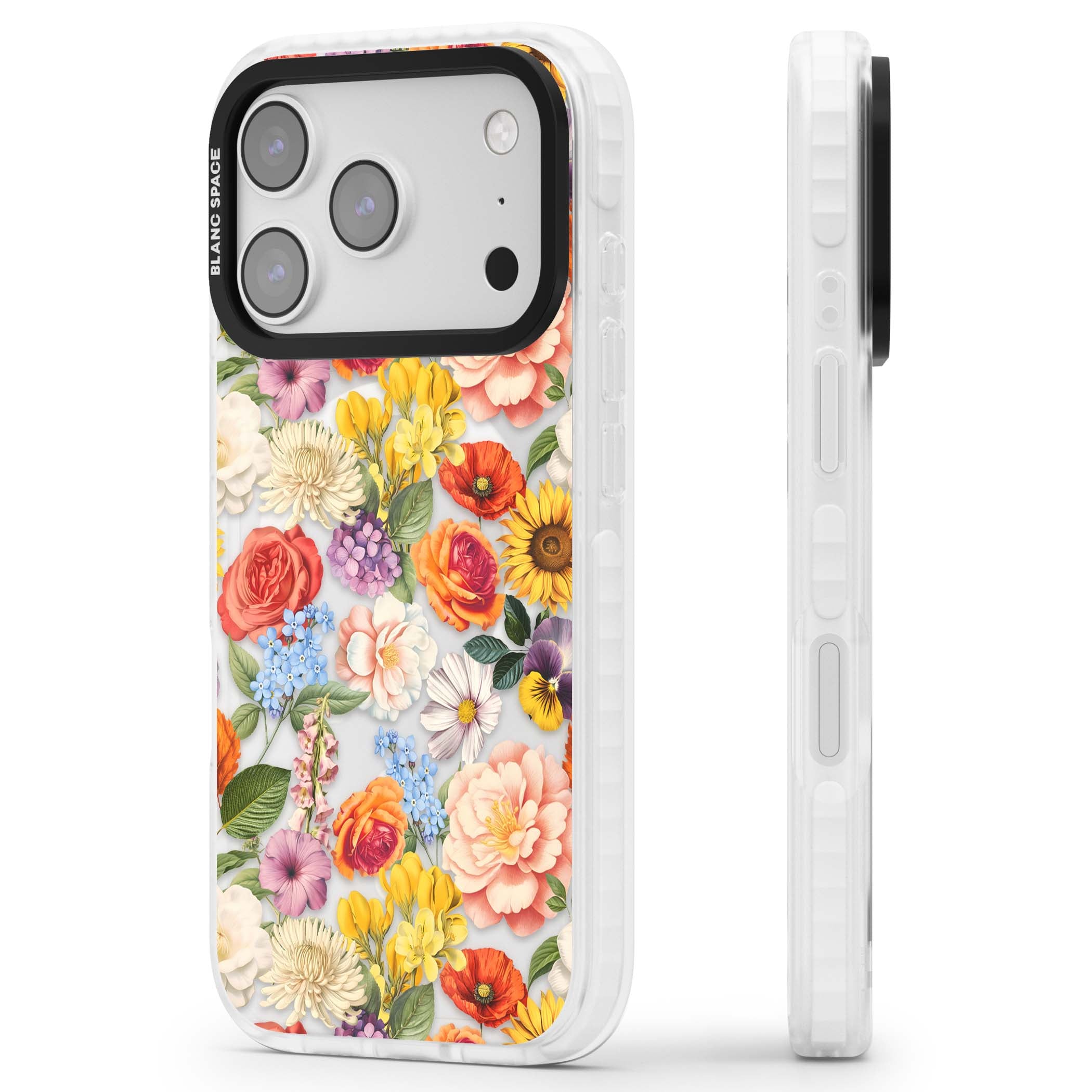 Bloom Basket floral iPhone case featuring cottage garden flowers including peonies, sunflowers, and wildflowers in pastel col | Impact Magsafe case for iPhone 17 Pro, iPhone 17 Pro Max