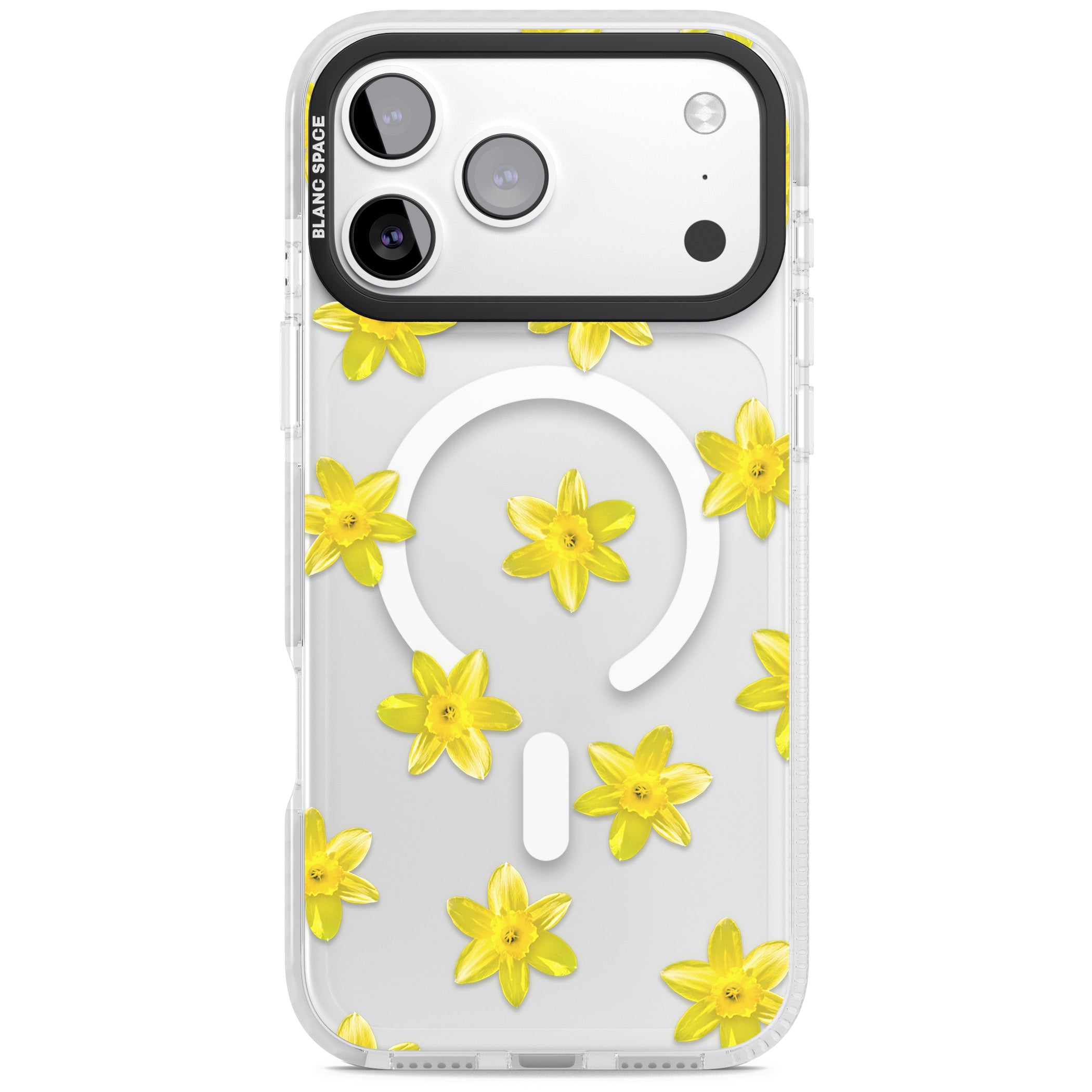 Daffodils Transparent Pattern iPhone 17 Pro Impact Pro Clear Phone Case