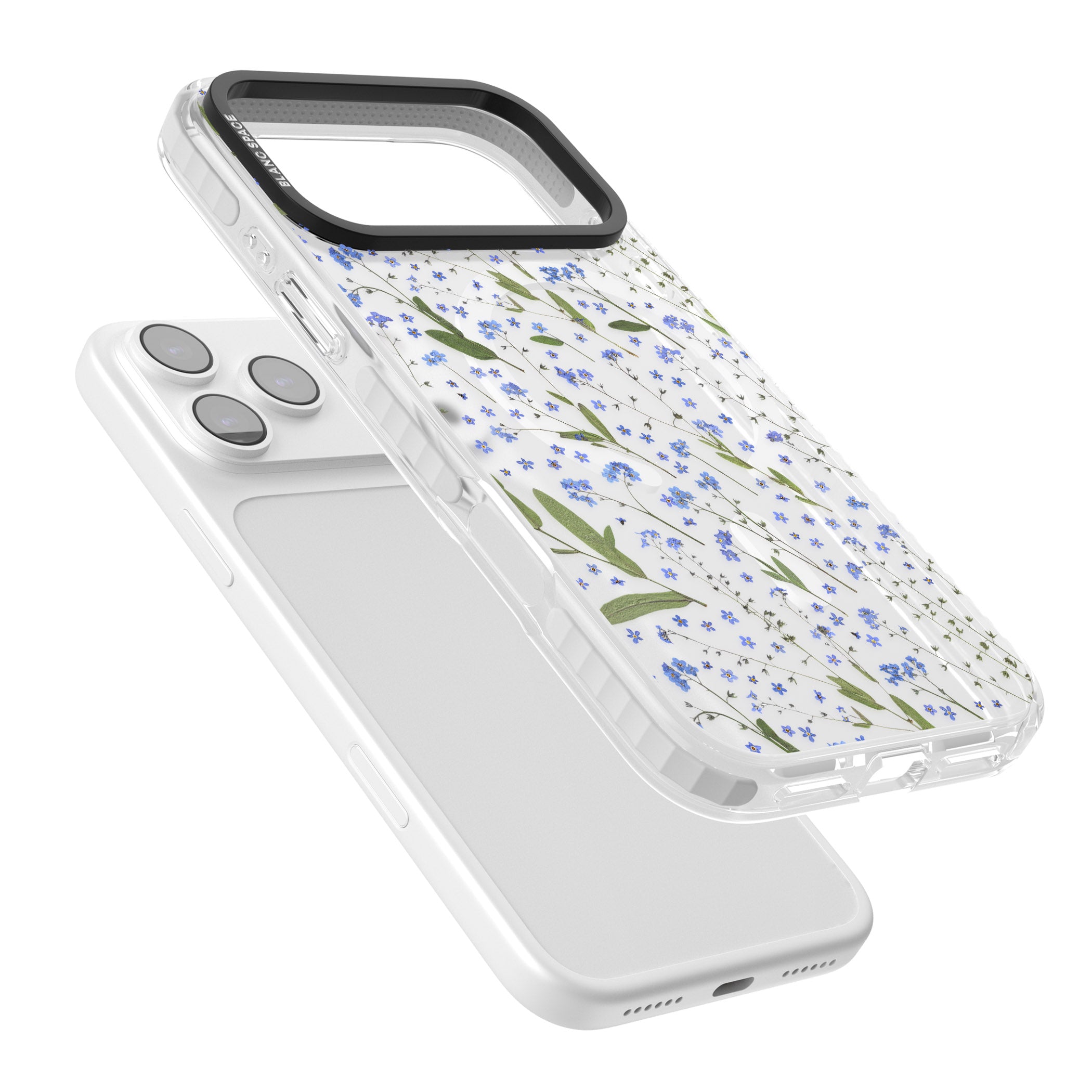 Blue Meadow Floral iPhone 17 Pro Impact Pro Clear Phone Case Colours