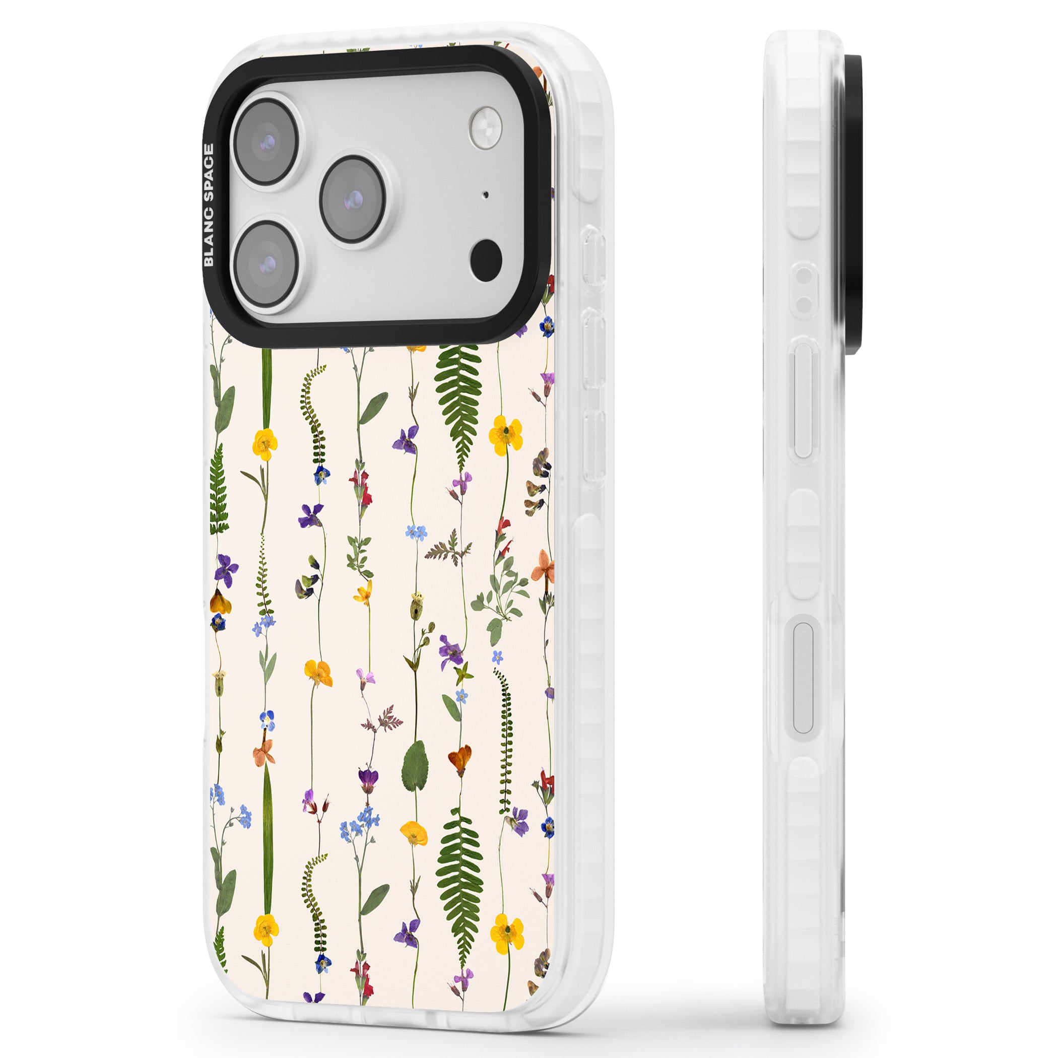 Wildflower Vertical iPhone 17 Pro Impact Pro Clear Phone Case Side Profile