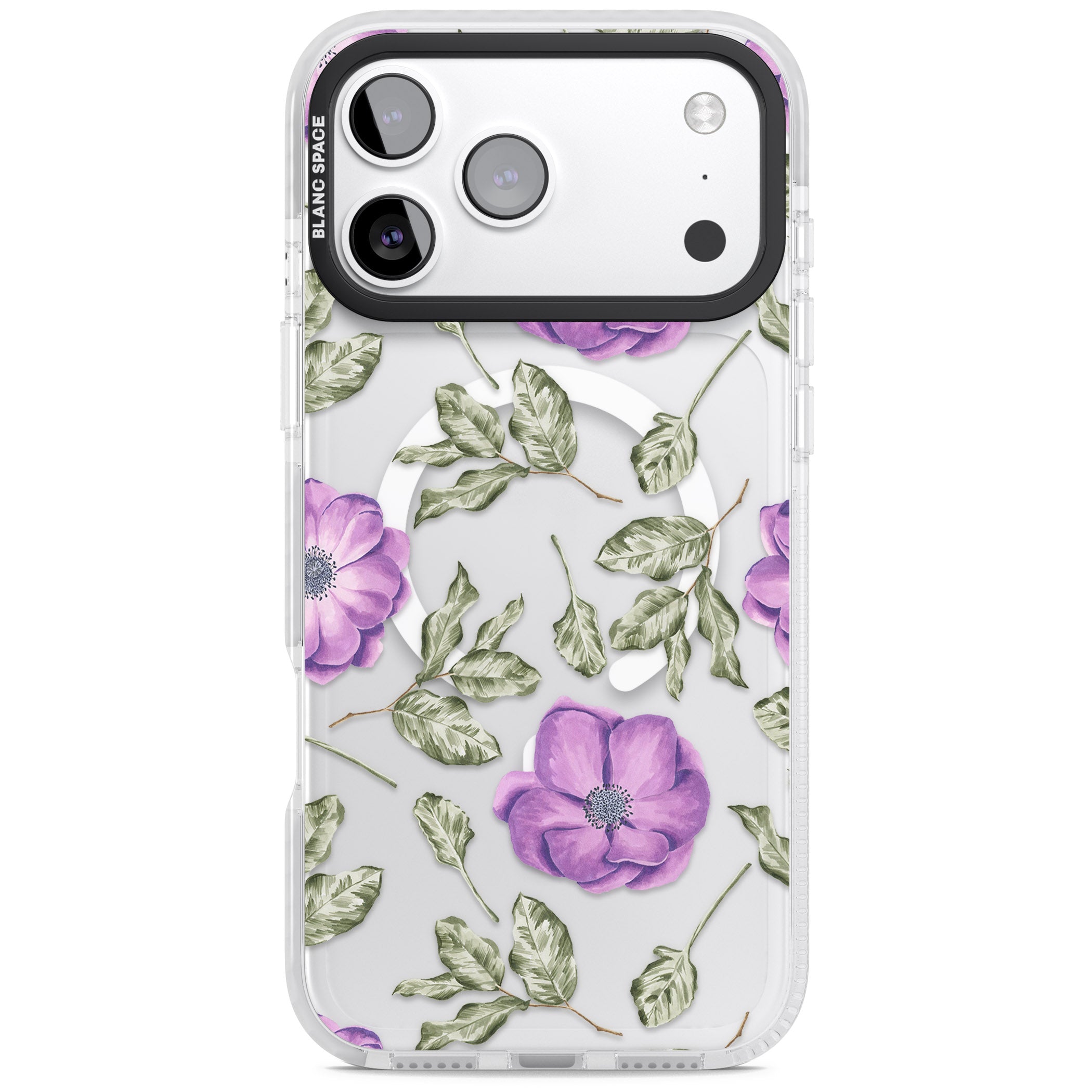 Purple Bloom Floral iPhone 17 Pro Impact Pro Clear Phone Case