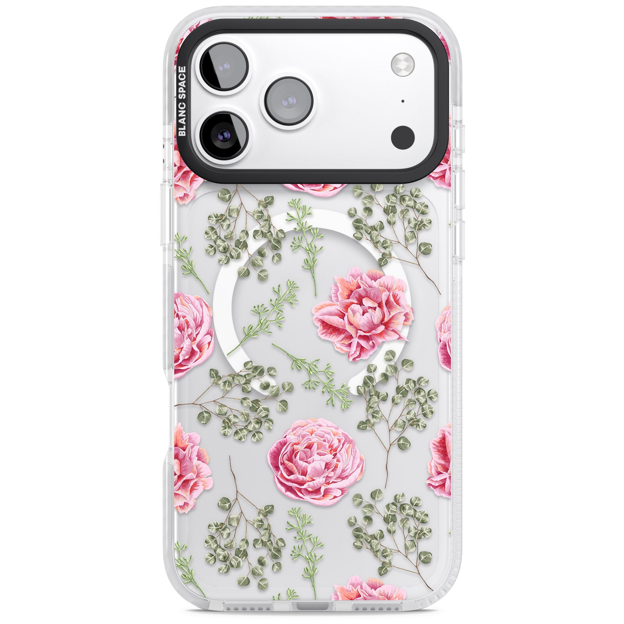 Roses & Eucalyptus Floral iPhone 17 Pro Impact Pro Clear Phone Case