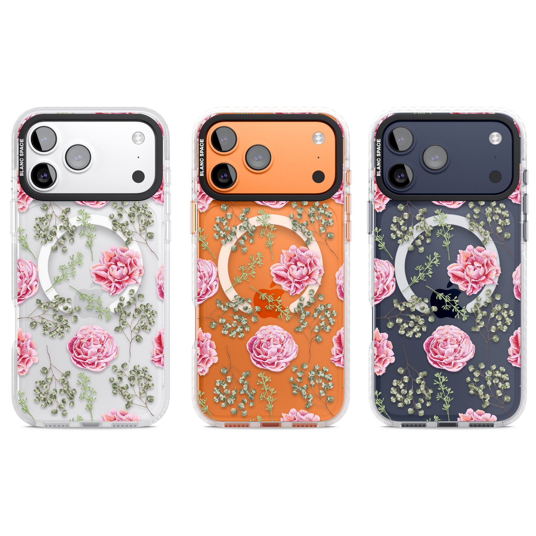 Roses & Eucalyptus Floral iPhone 17 Pro Impact Pro Clear Phone Case APT Impact Protection