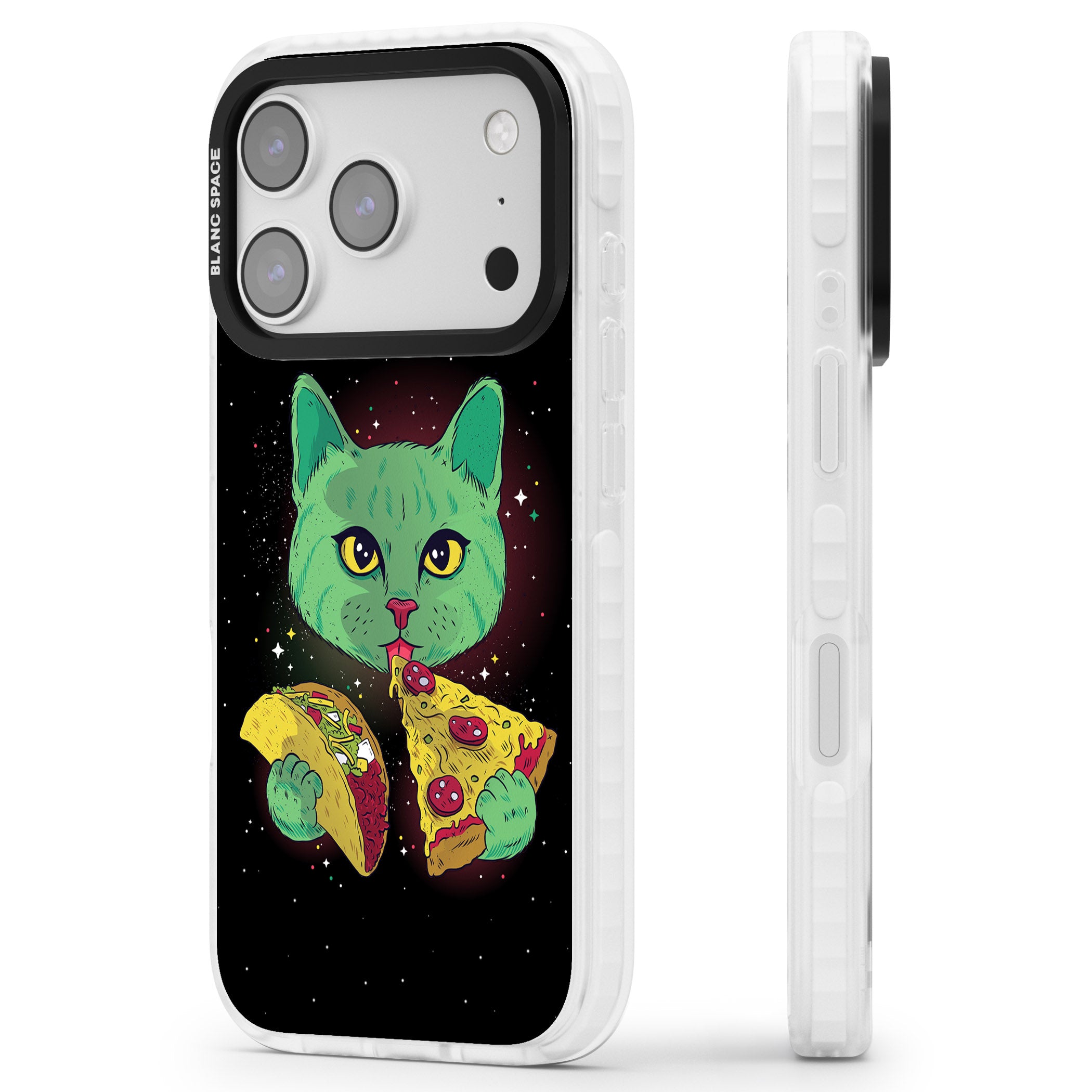 Pizza Purr iPhone 17 Pro Max Impact Pro Clear Phone Case Side Profile
