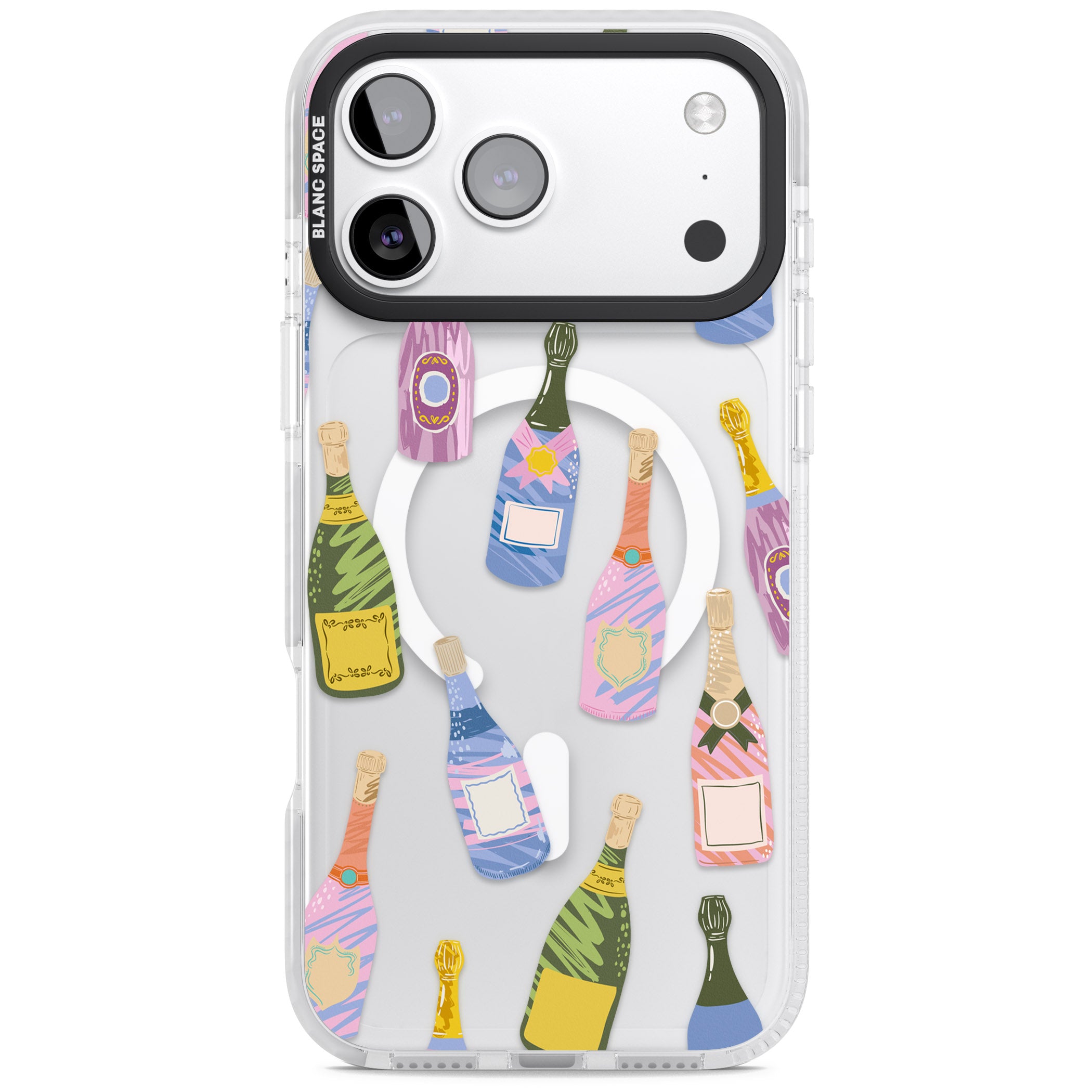 Champagne Pattern iPhone 17 Pro Max Impact Pro Clear Phone Case