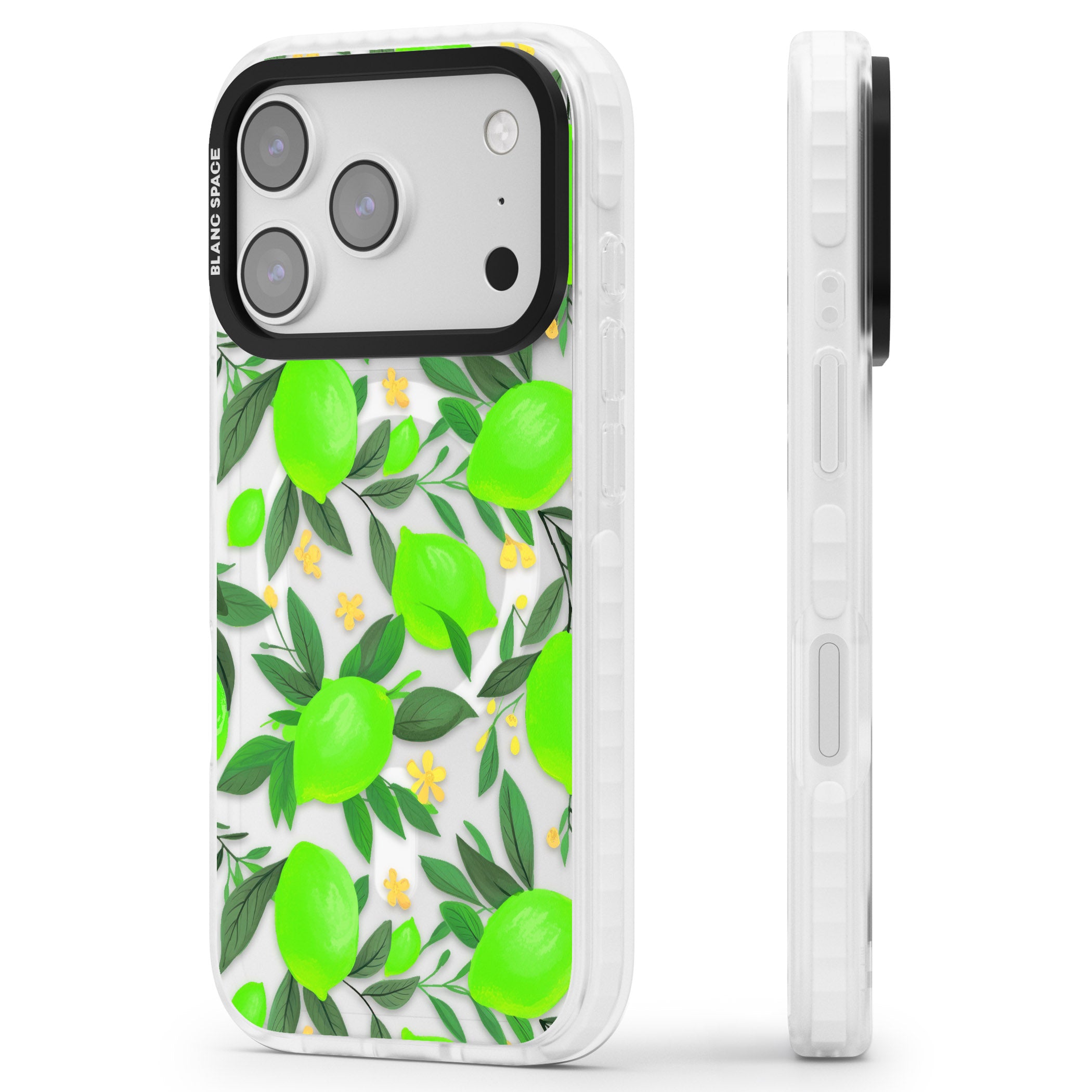 Lime Pattern iPhone 17 Pro Impact Pro Clear Phone Case Side Profile