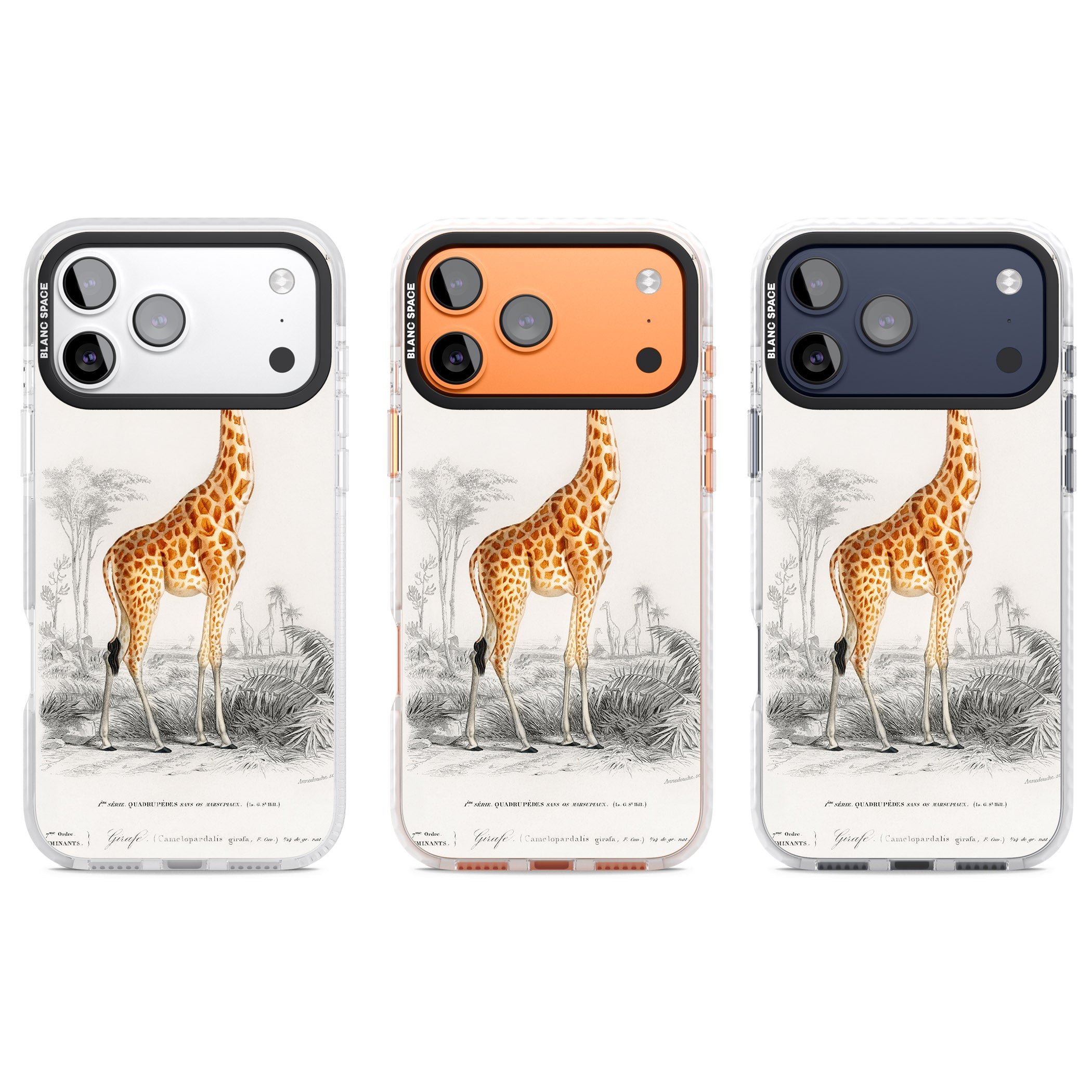 Vintage Giraffe Art iPhone 17 Pro Impact Pro Clear Phone Case APT Impact Protection