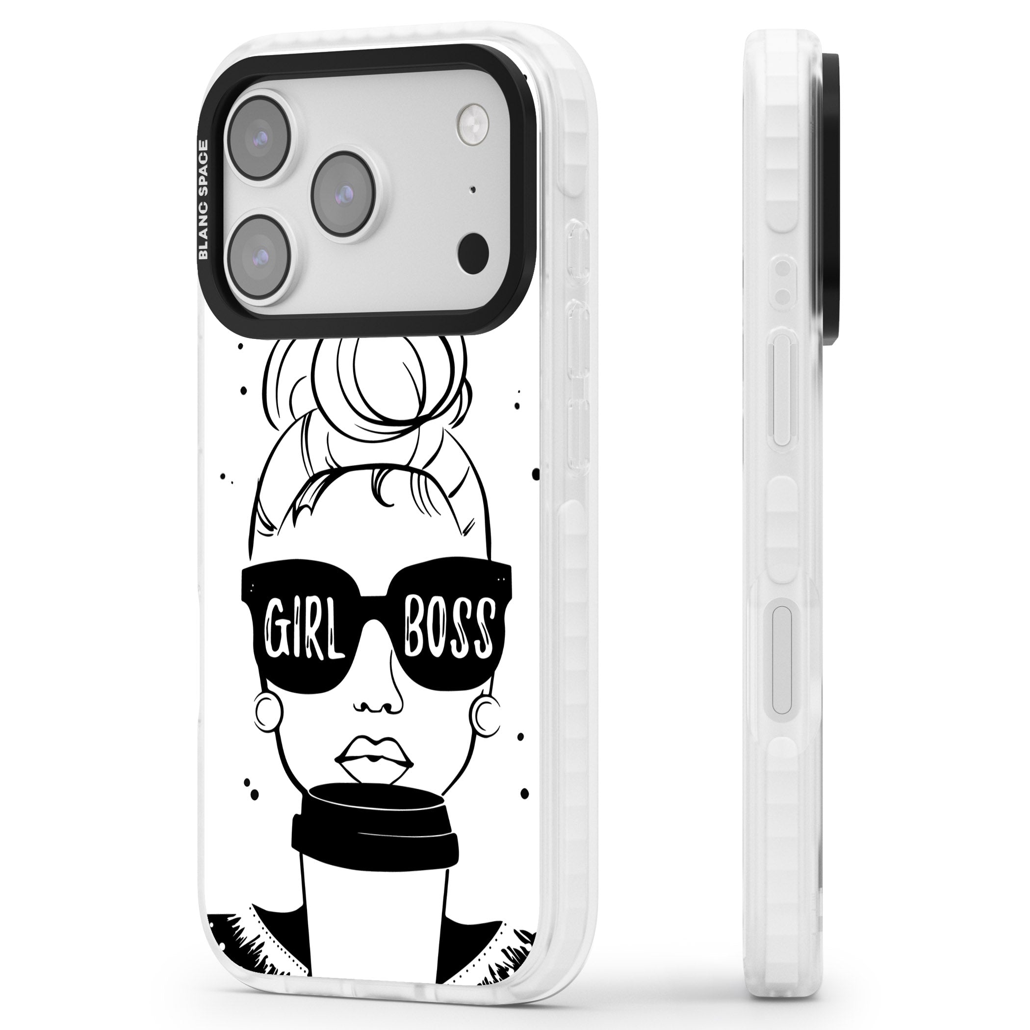 Girl Boss iPhone 17 Pro Max Impact Pro Clear Phone Case Side Profile
