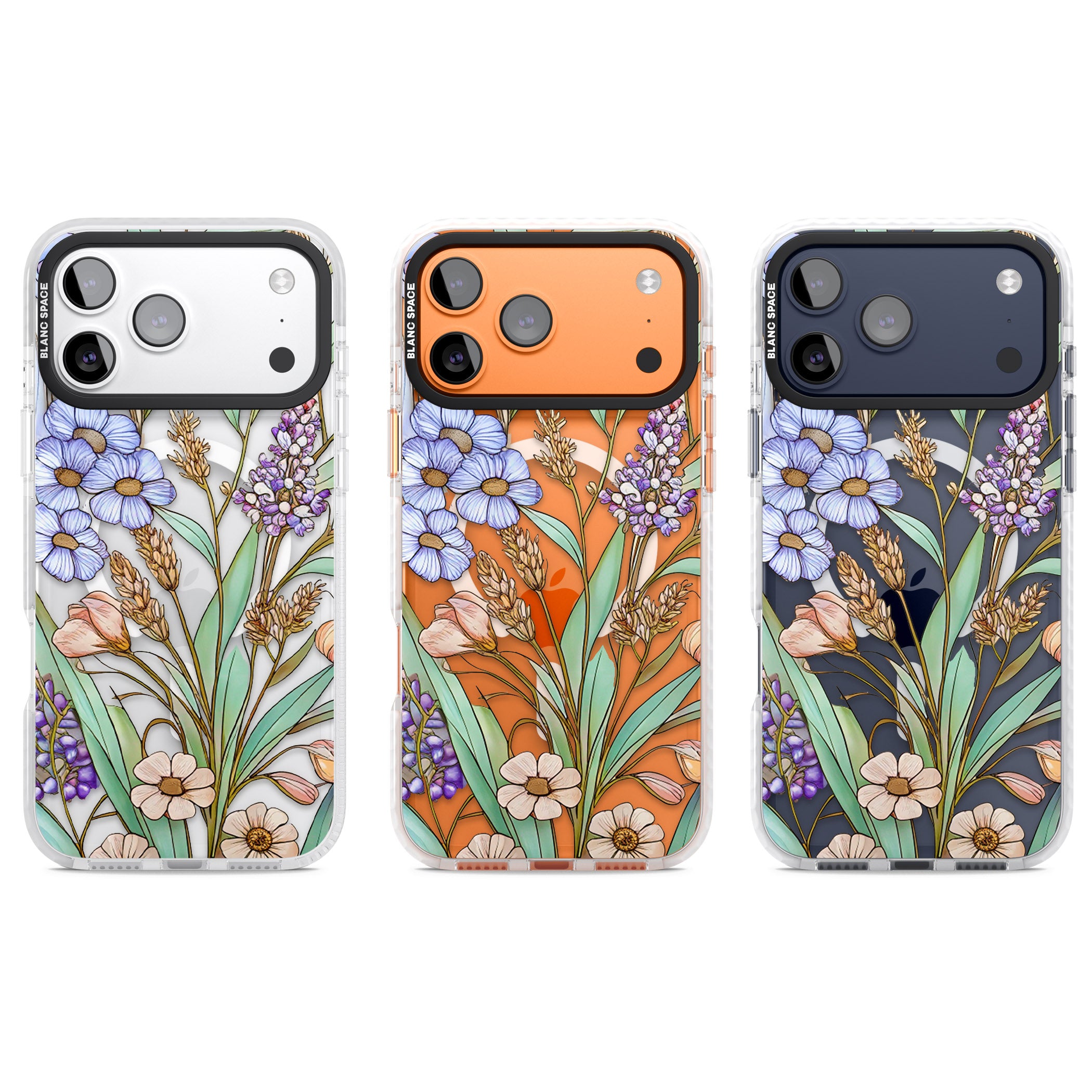Glass Lavenders & Daisies iPhone 17 Pro Impact Pro Clear Phone Case APT Impact Protection
