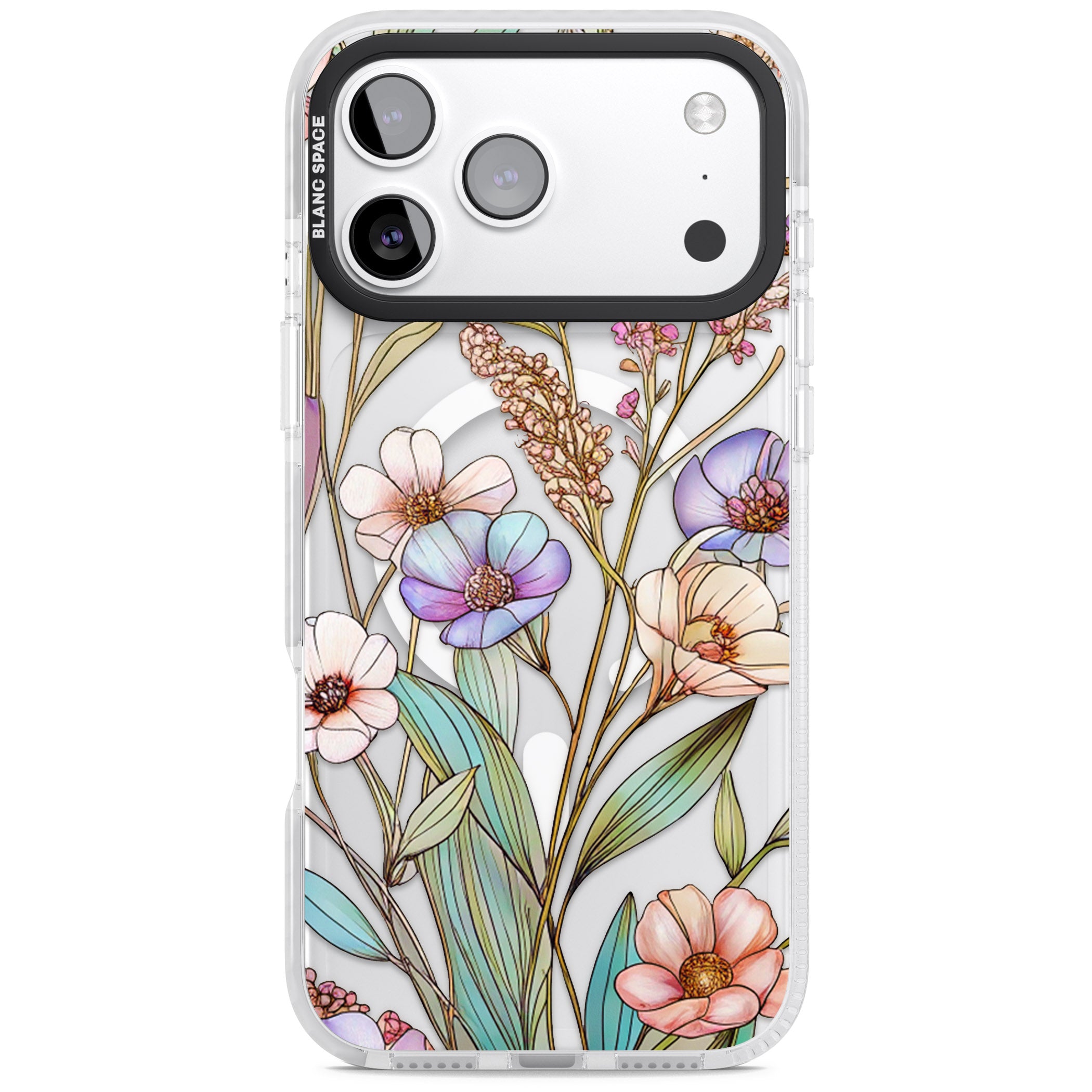 Glass Summer Flowers iPhone 17 Pro Max Impact Pro Clear Phone Case