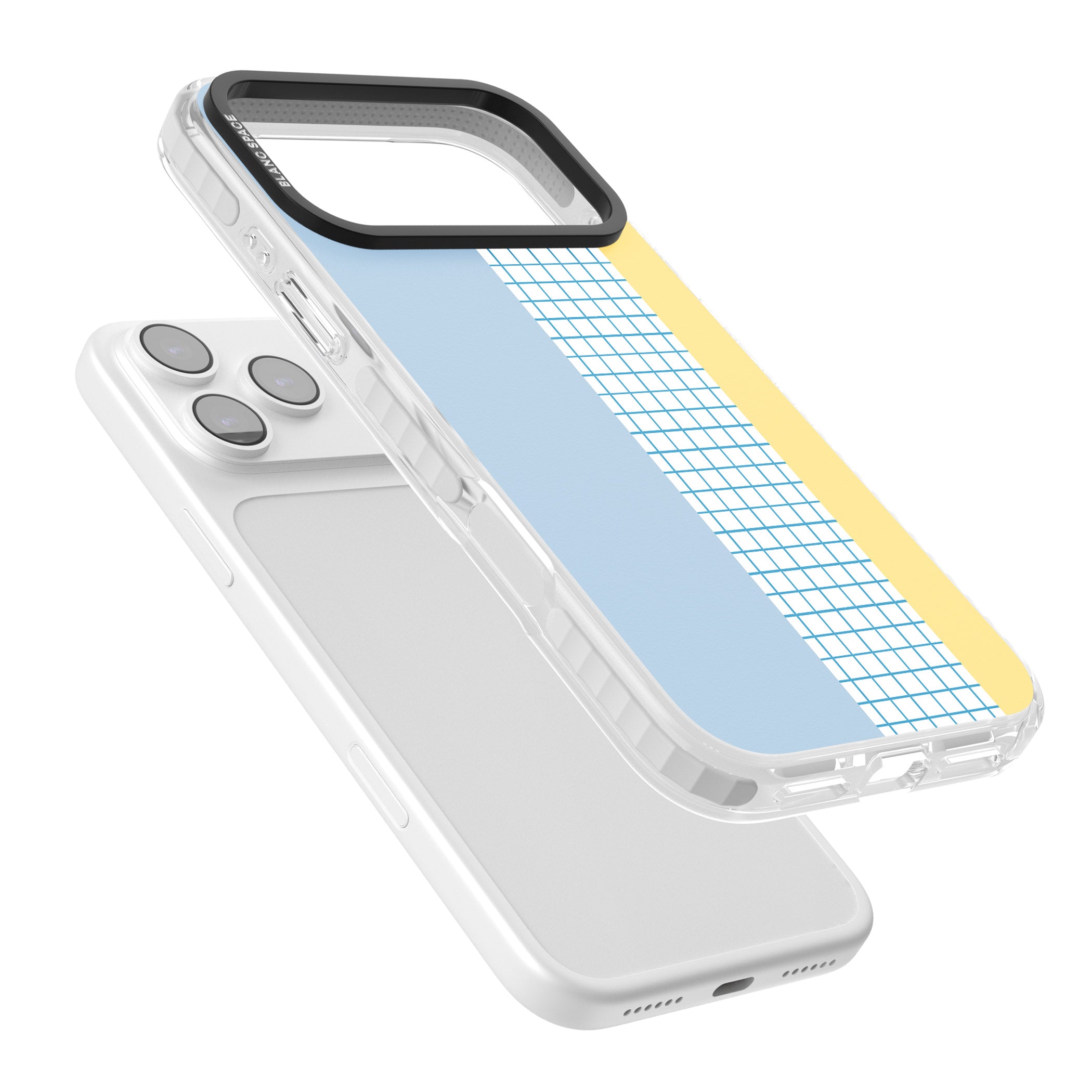 Abstract Grid Blue & Yellow iPhone 17 Pro Impact Pro Clear Phone Case Colours