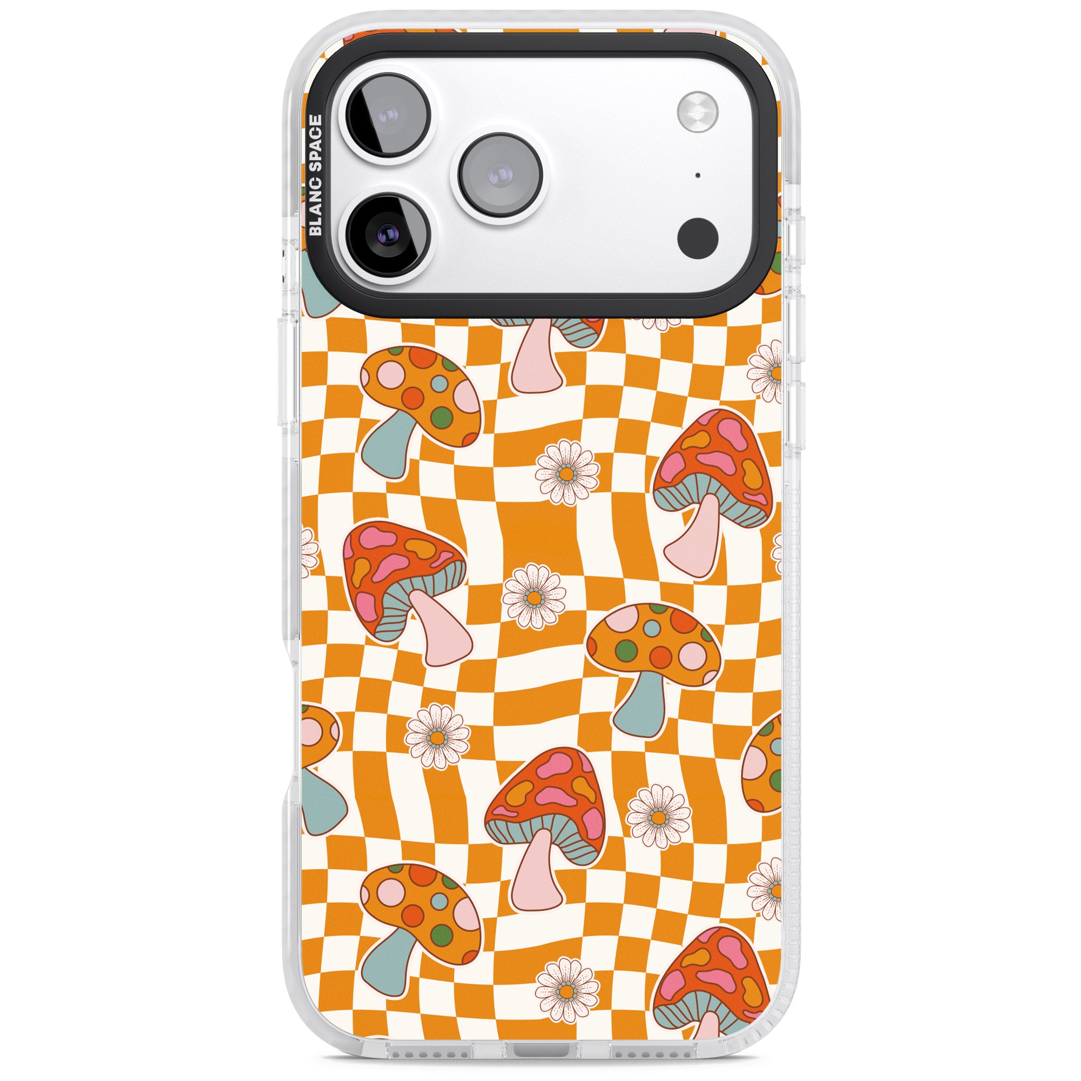 Wavy Checked Shrooms iPhone 17 Pro Impact Pro Clear Phone Case