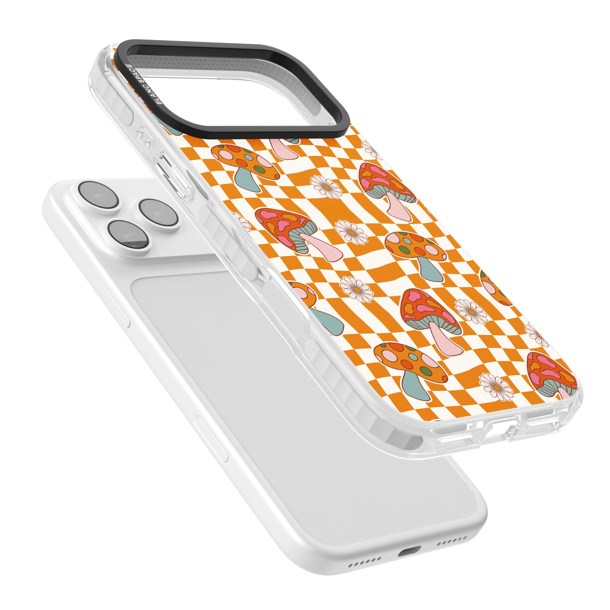 Wavy Checked Shrooms iPhone 17 Pro Impact Pro Clear Phone Case Colours