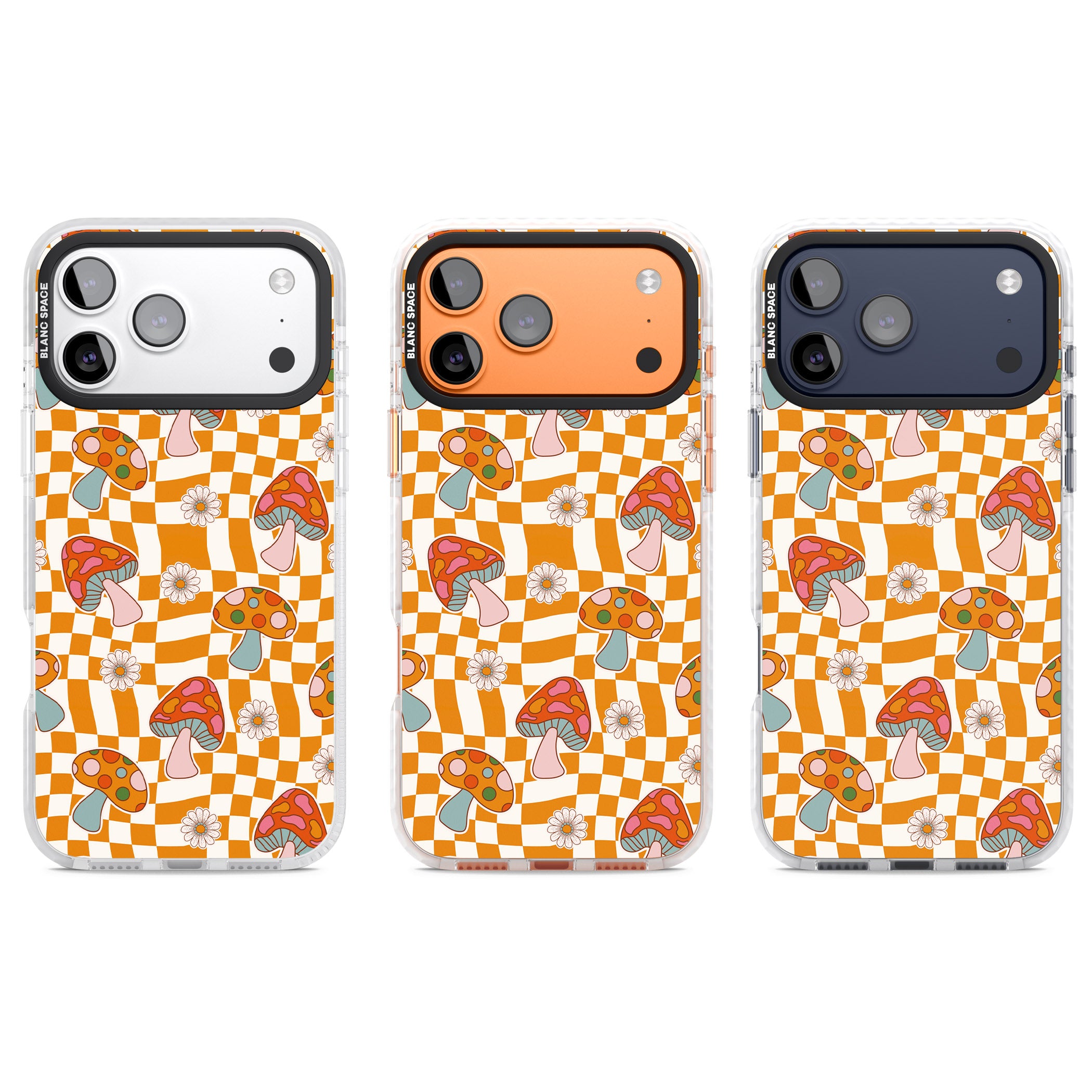 Wavy Checked Shrooms iPhone 17 Pro Impact Pro Clear Phone Case APT Impact Protection
