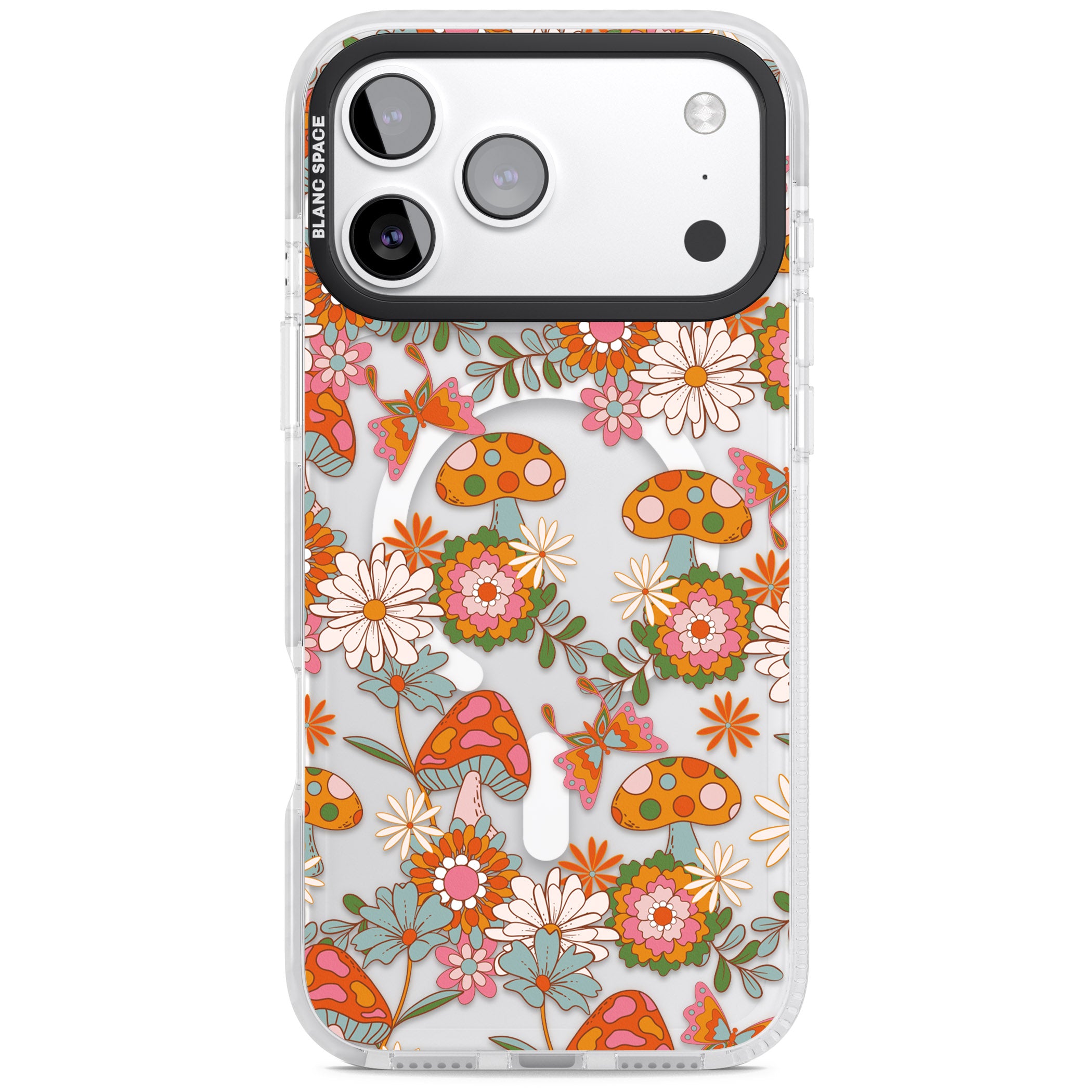 Groovy Shrooms & Flowers iPhone 17 Pro Max Impact Pro Clear Phone Case