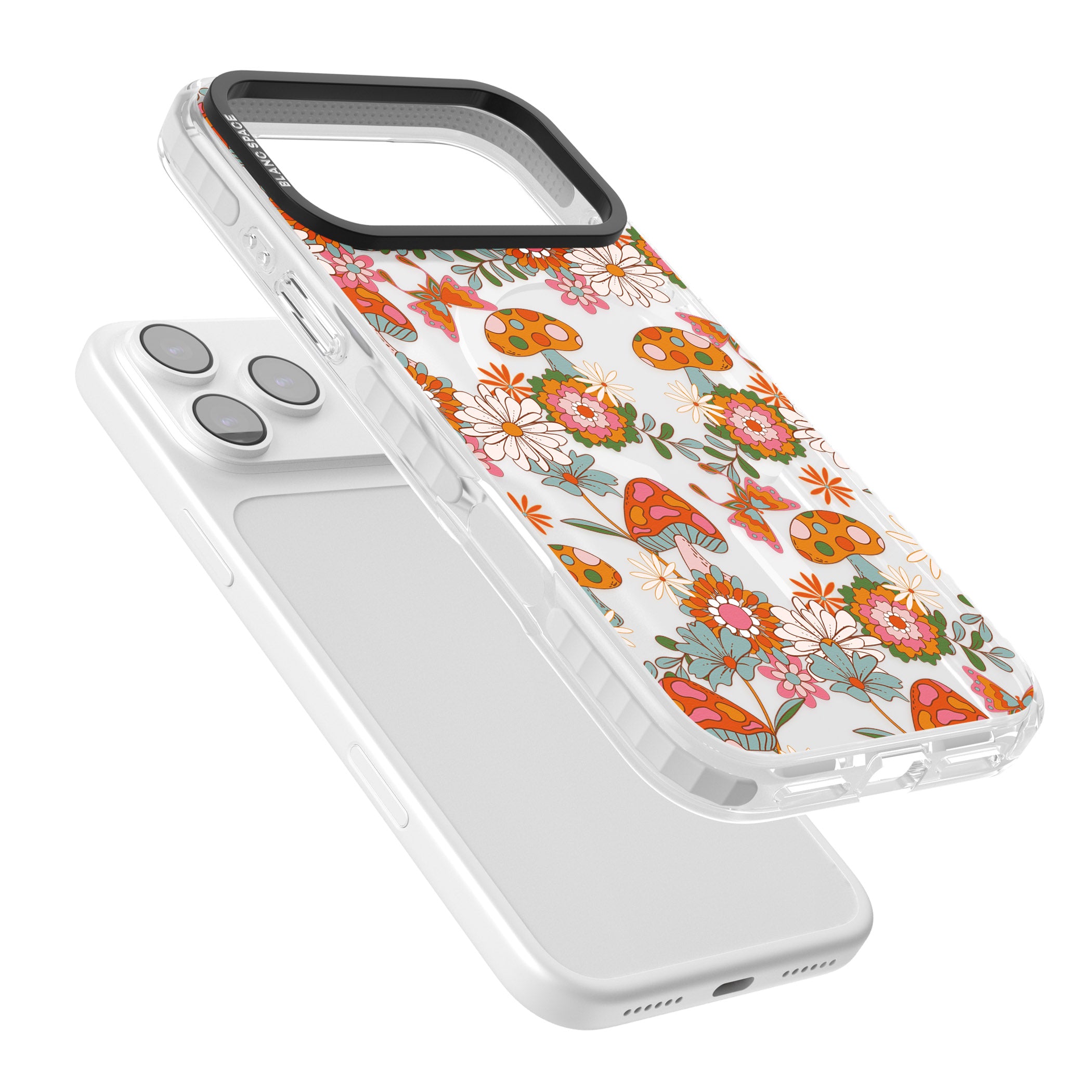 Groovy Shrooms & Flowers iPhone 17 Pro Impact Pro Clear Phone Case Colours