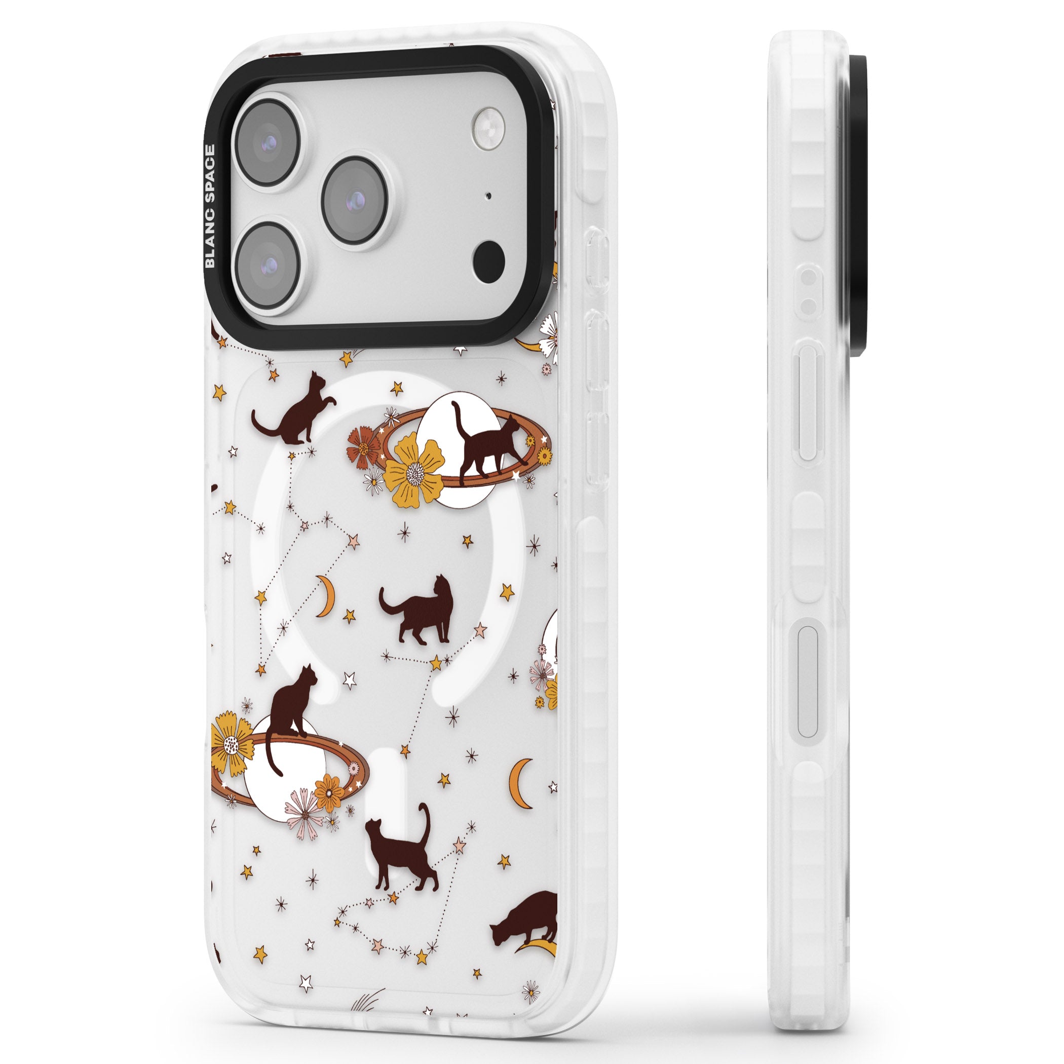 Halloween Cats And Astrology iPhone 17 Pro Max Impact Pro Clear Phone Case Side Profile