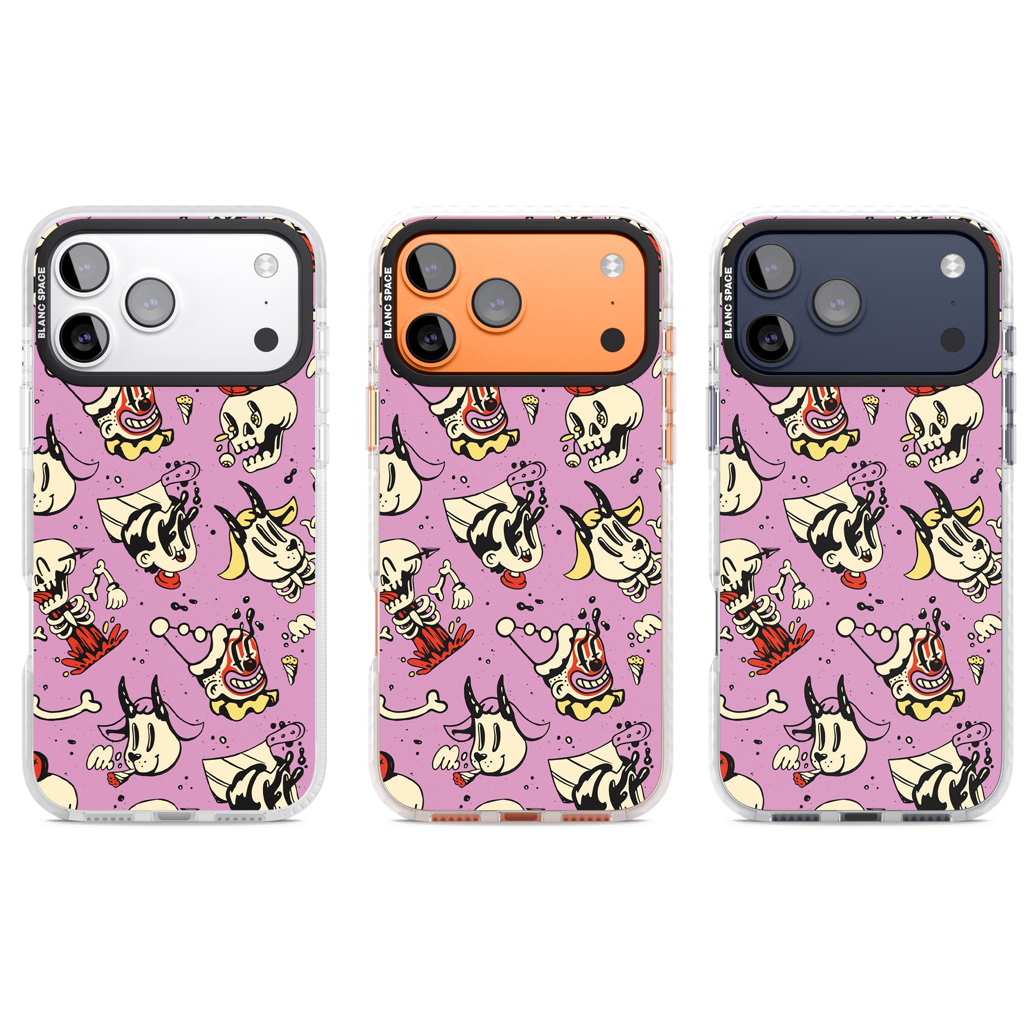 Purple Retro Halloween Pattern iPhone 17 Pro Impact Pro Clear Phone Case APT Impact Protection