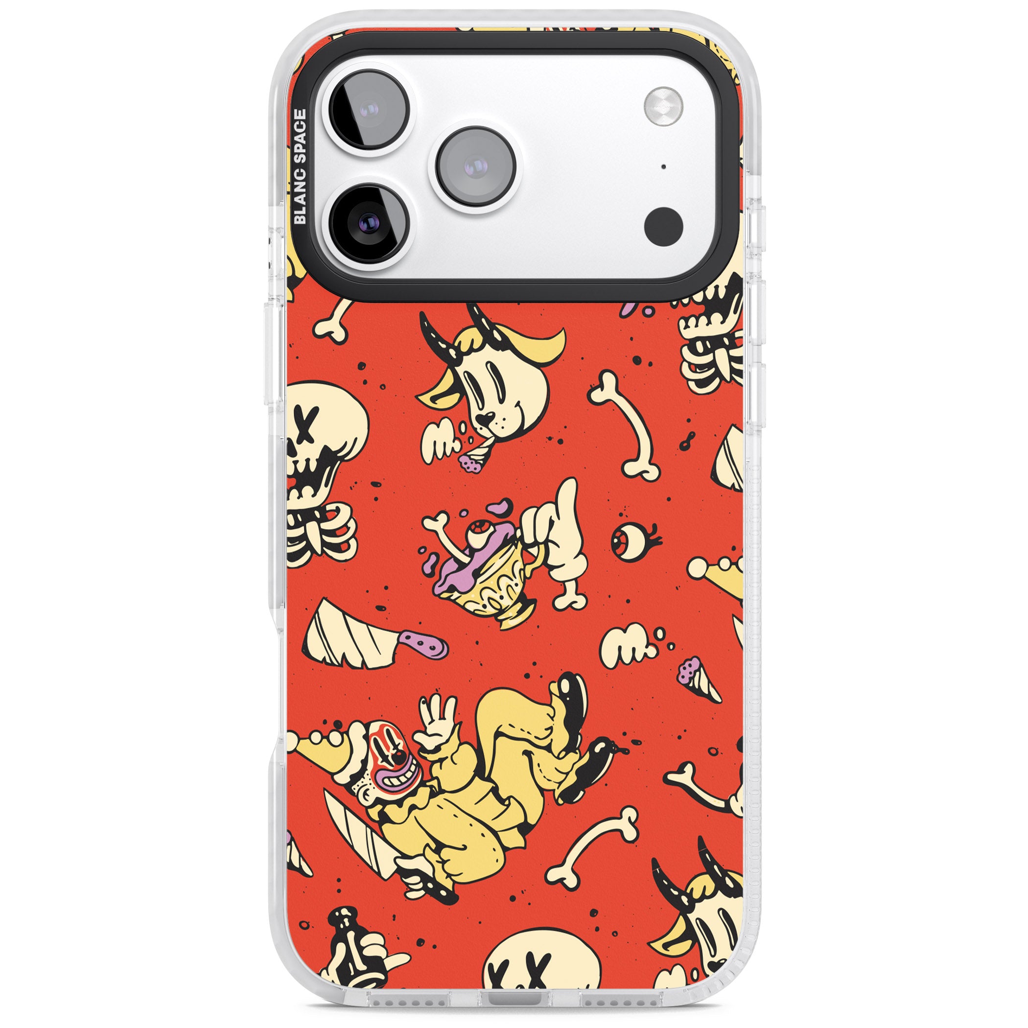 Red Retro Halloween Pattern iPhone 17 Pro Impact Pro Clear Phone Case
