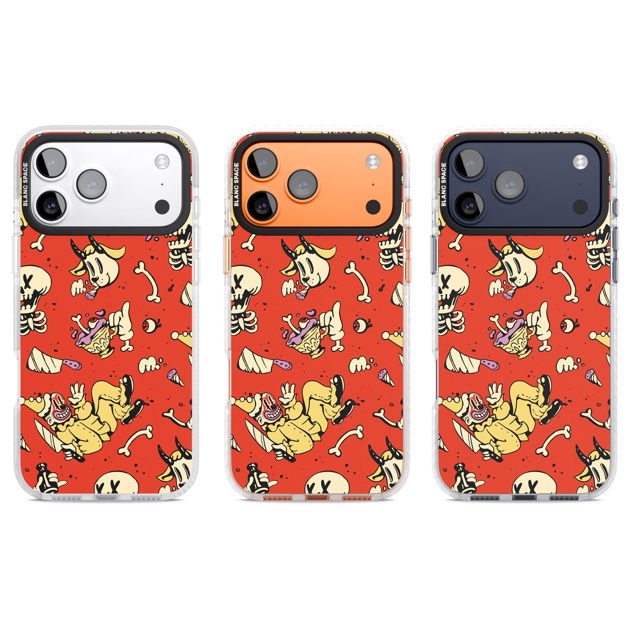 Red Retro Halloween Pattern iPhone 17 Pro Impact Pro Clear Phone Case APT Impact Protection