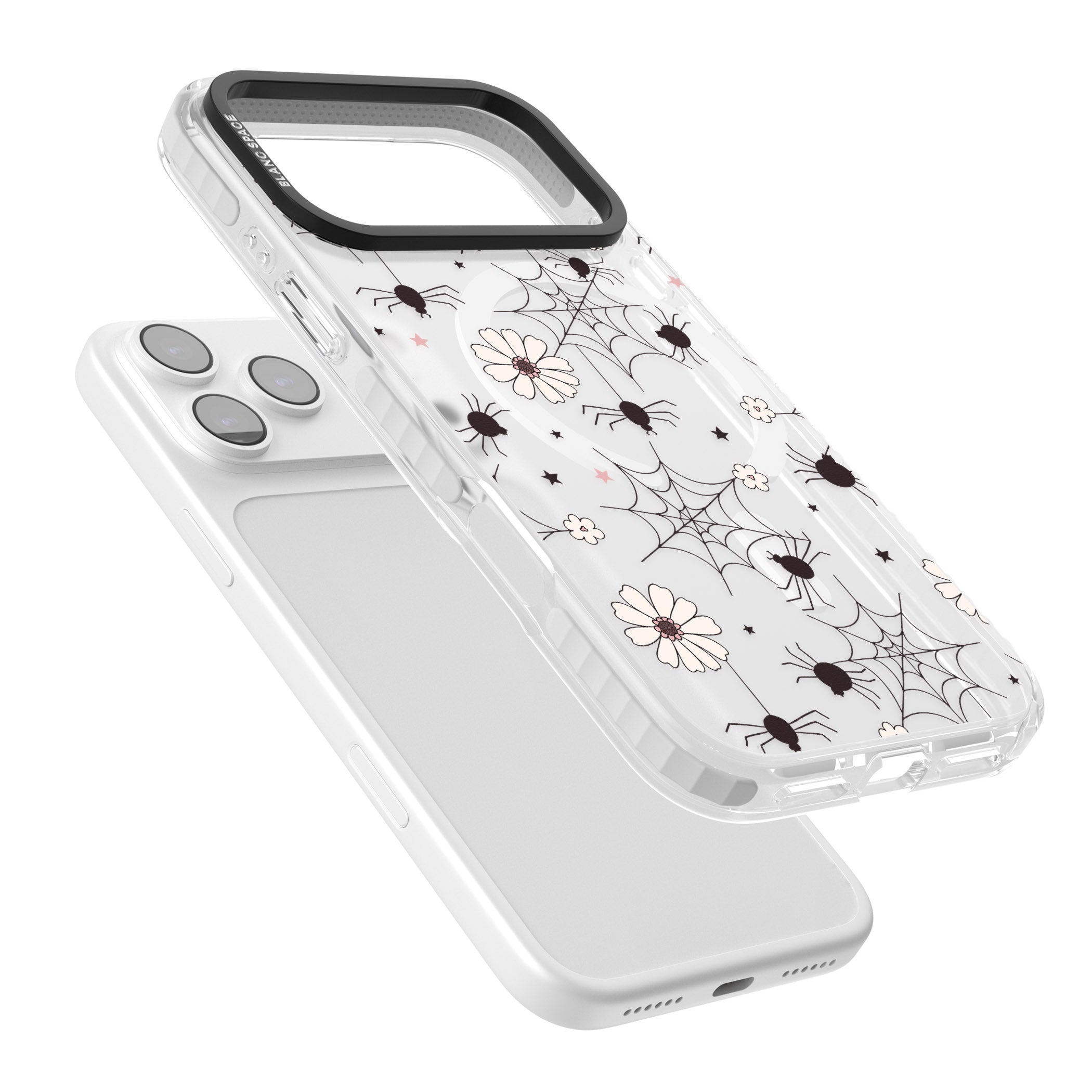 Spiders And Flowers Pattern iPhone 17 Pro Impact Pro Clear Phone Case Colours