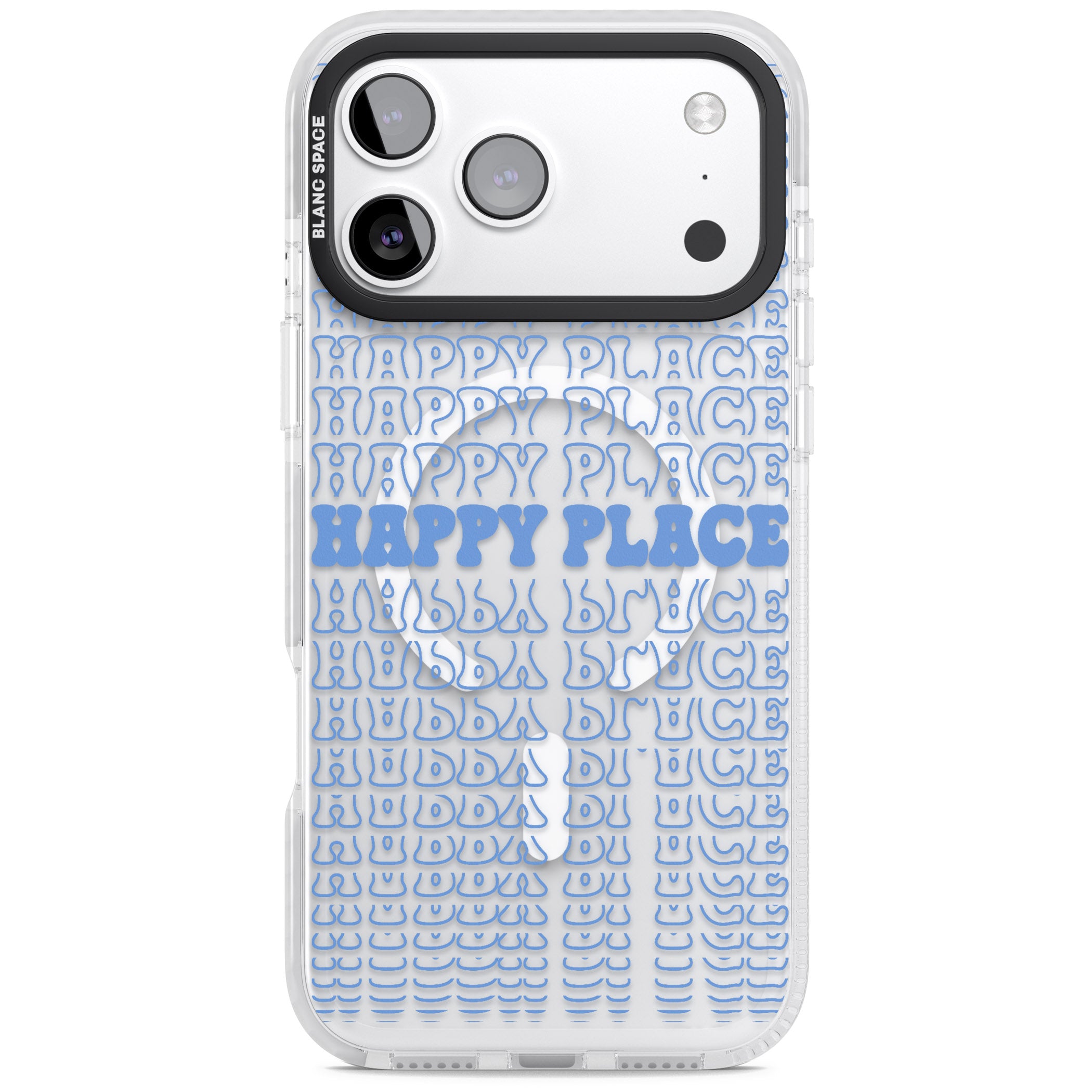 Happy Place (Blue) iPhone 17 Pro Impact Pro Clear Phone Case