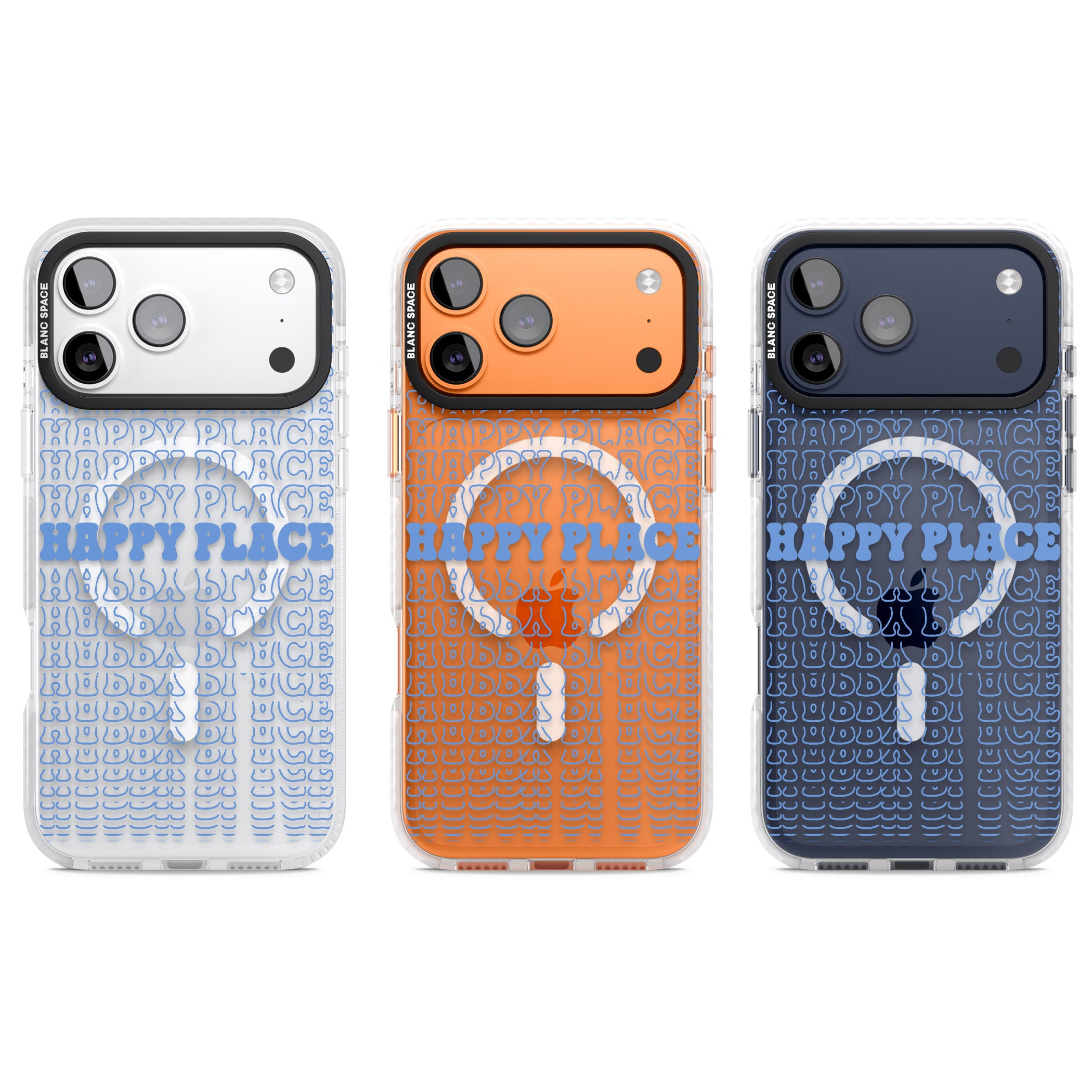 Happy Place (Blue) iPhone 17 Pro Impact Pro Clear Phone Case APT Impact Protection