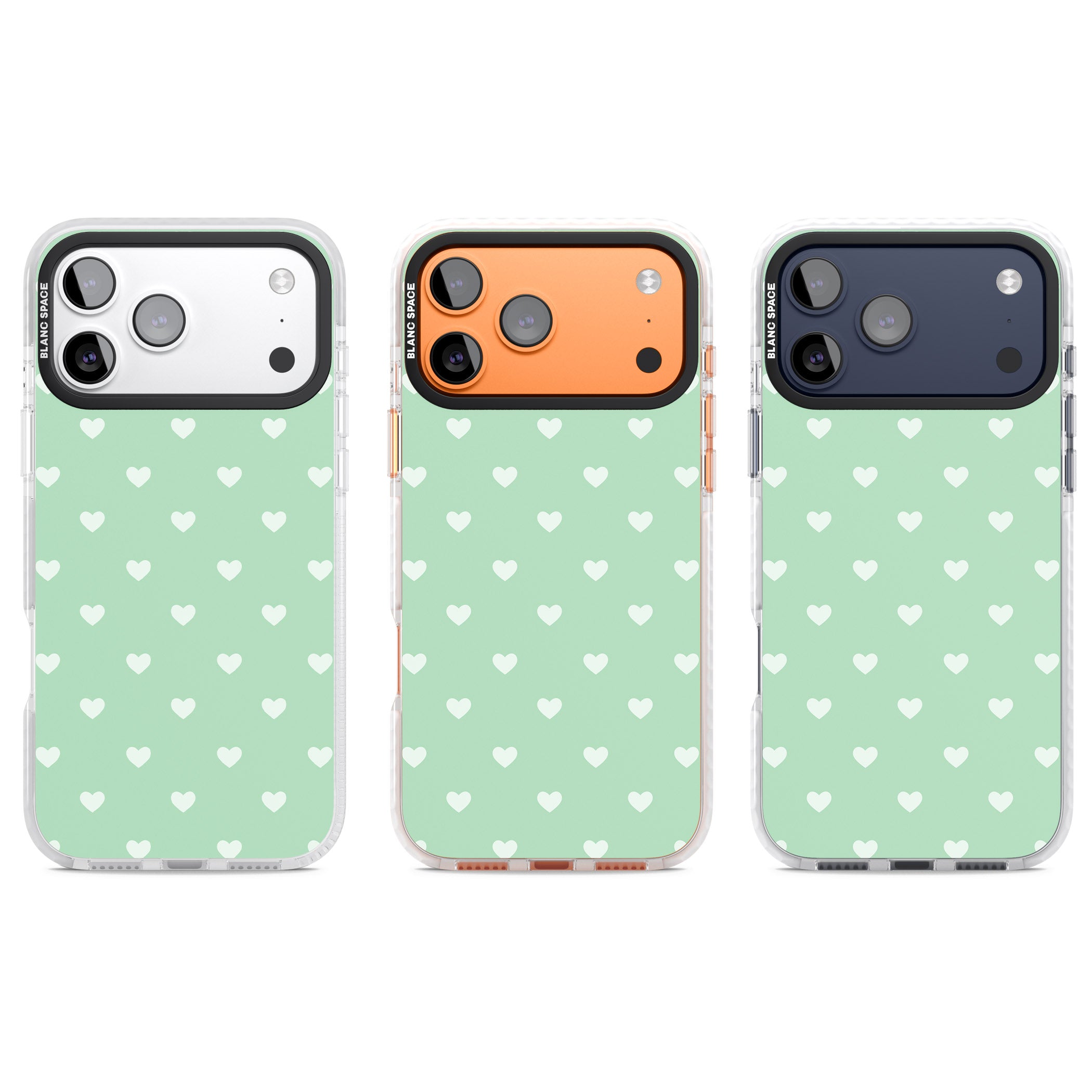 Small Heart Pattern: Green iPhone 17 Pro Impact Pro Clear Phone Case APT Impact Protection