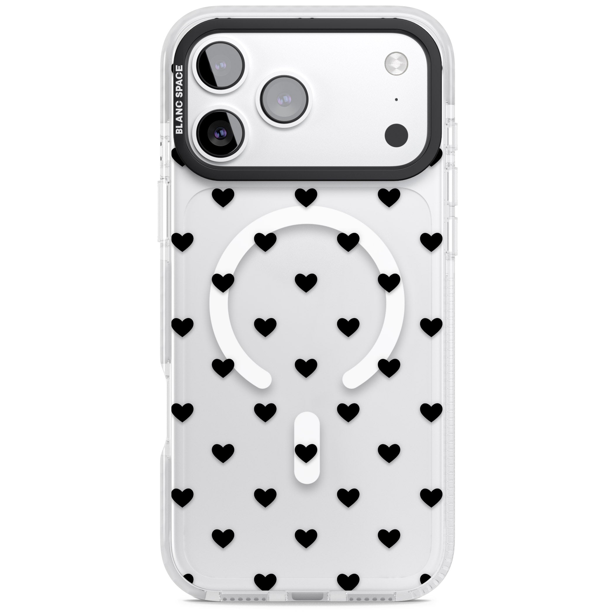 Small Heart Pattern: White & iPhone 17 Pro Max Impact Pro Clear Phone Case