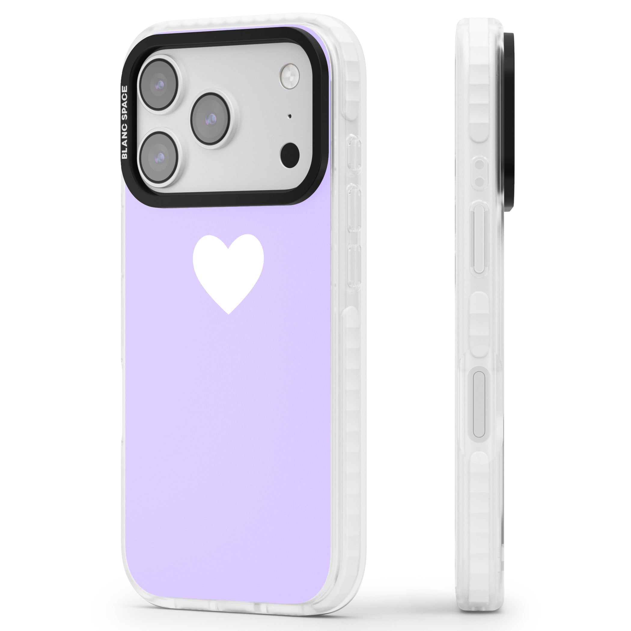 Pale Purple Heart iPhone 17 Pro Max Impact Pro Clear Phone Case Side Profile