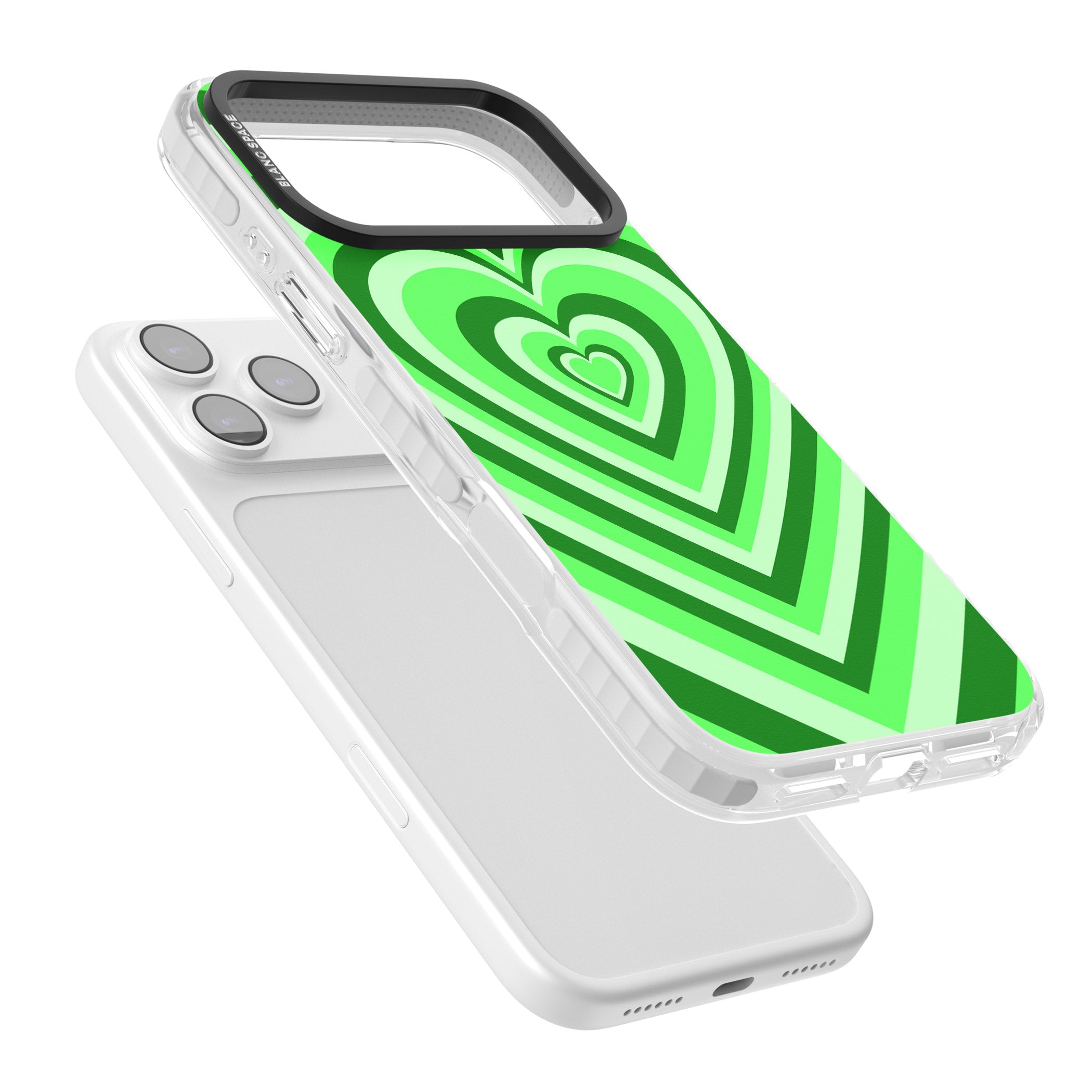 Green Heart Illusion iPhone 17 Pro Impact Pro Clear Phone Case Colours