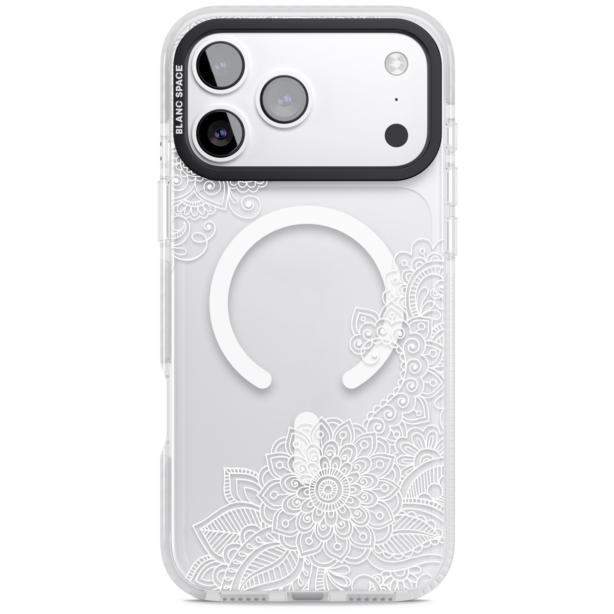 White Henna Botanicals iPhone 17 Pro Max Impact Pro Clear Phone Case