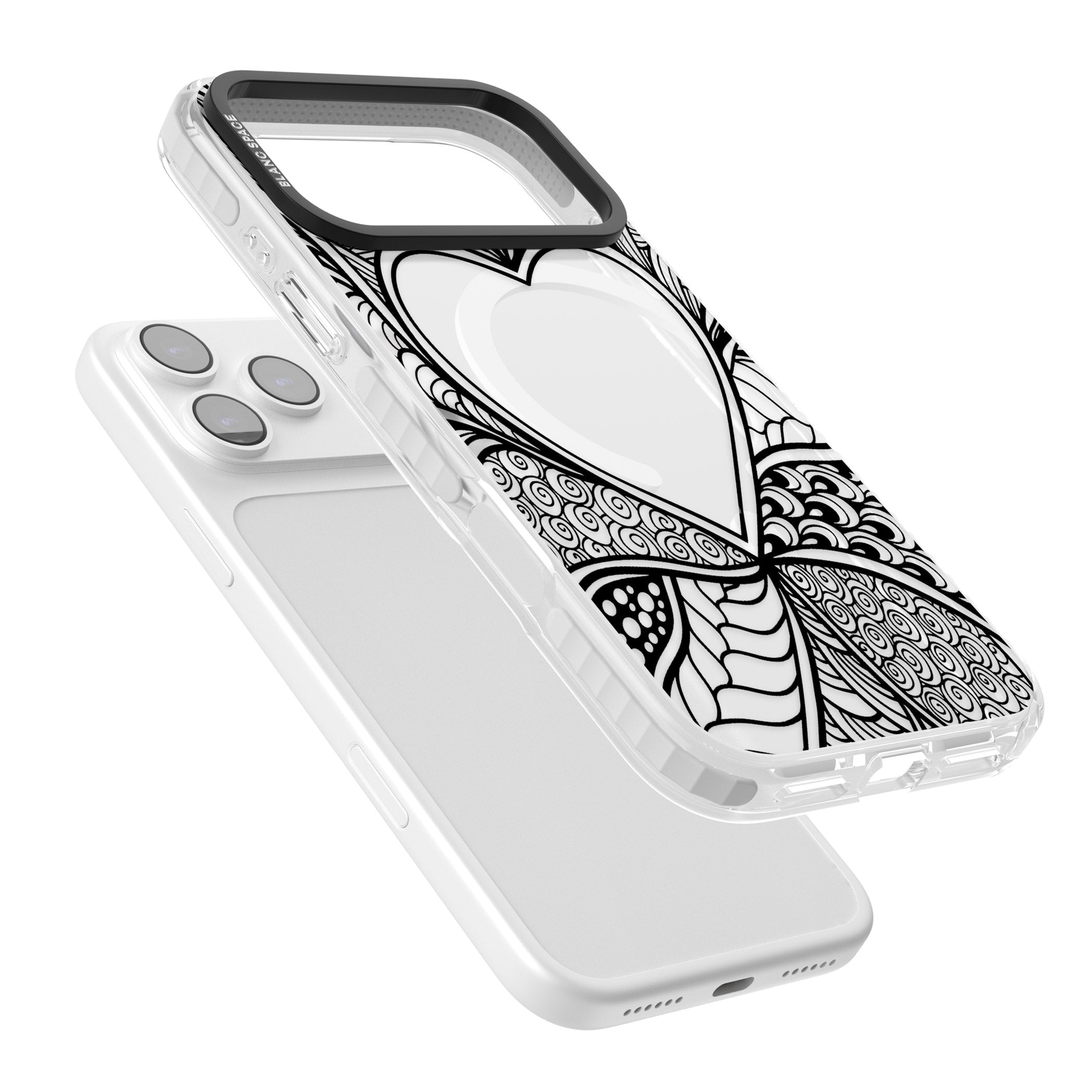 Black Henna Heart iPhone 17 Pro Impact Pro Clear Phone Case Colours