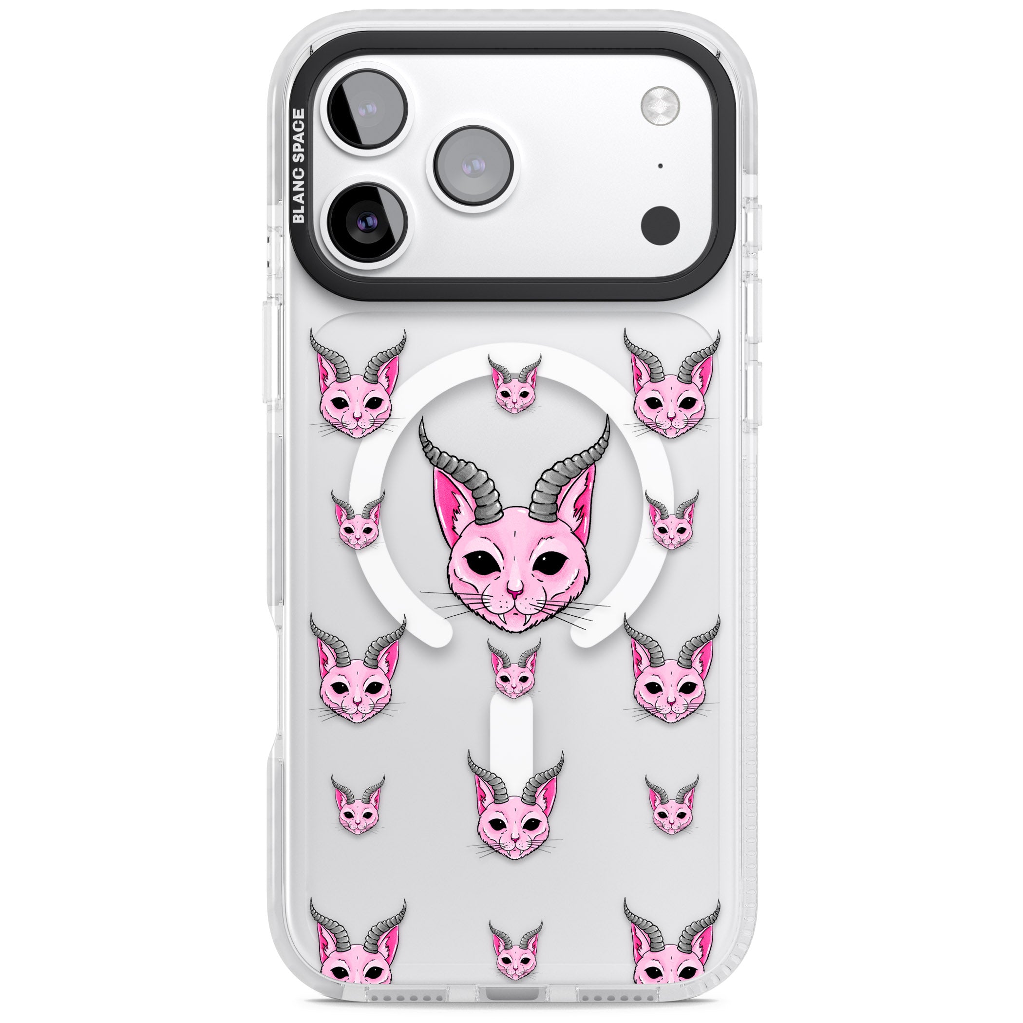 Demon Cat Pattern iPhone 17 Pro Max Impact Pro Clear Phone Case