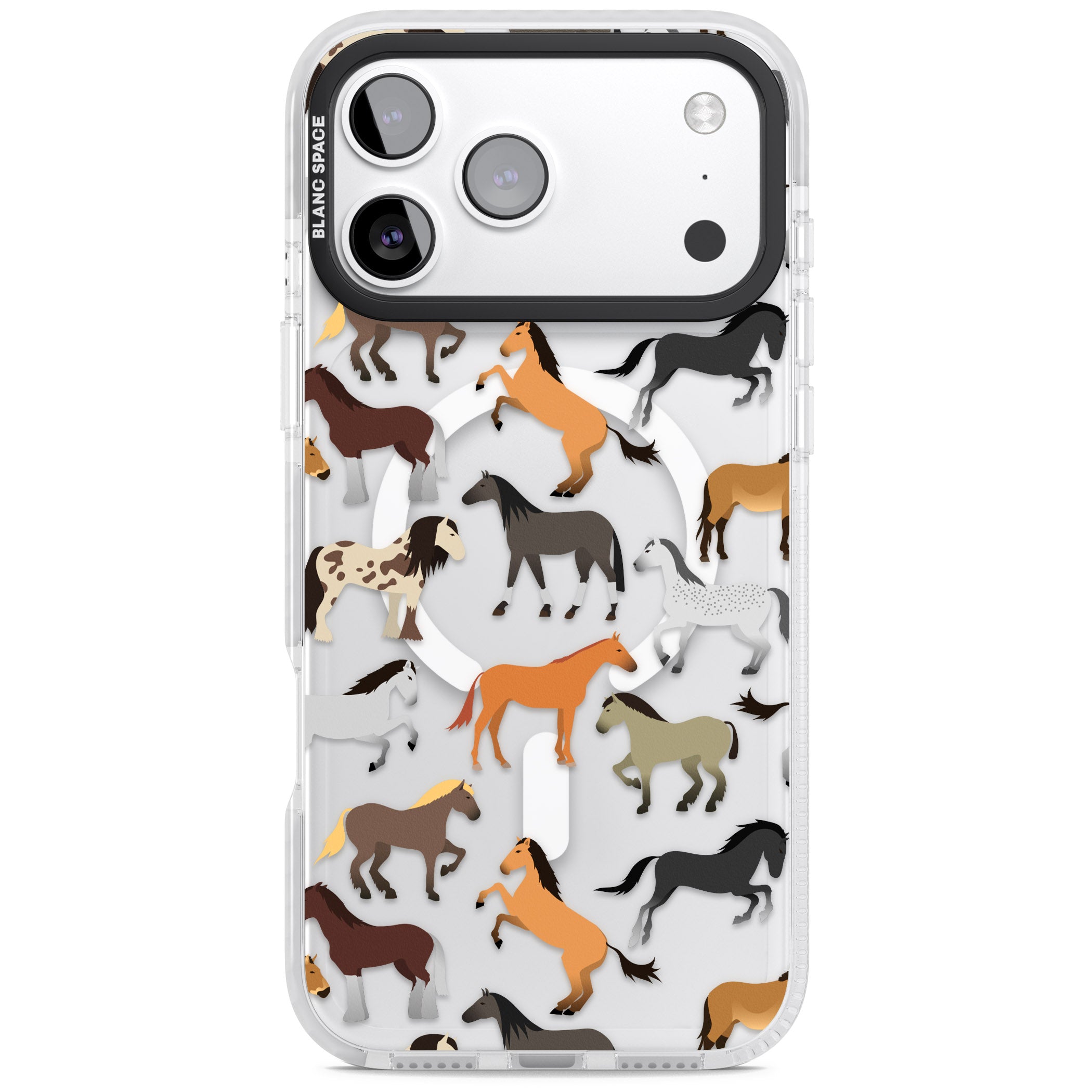 Horse Pattern iPhone 17 Pro Impact Pro Clear Phone Case