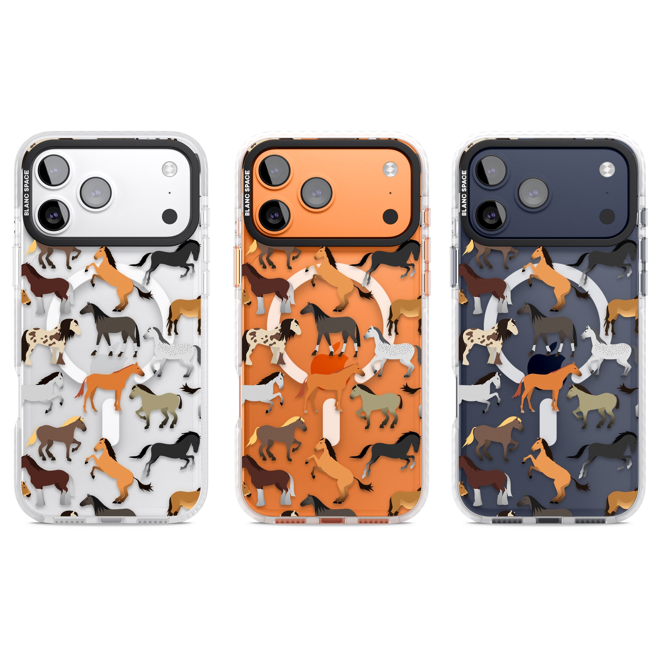 Horse Pattern iPhone 17 Pro Impact Pro Clear Phone Case APT Impact Protection