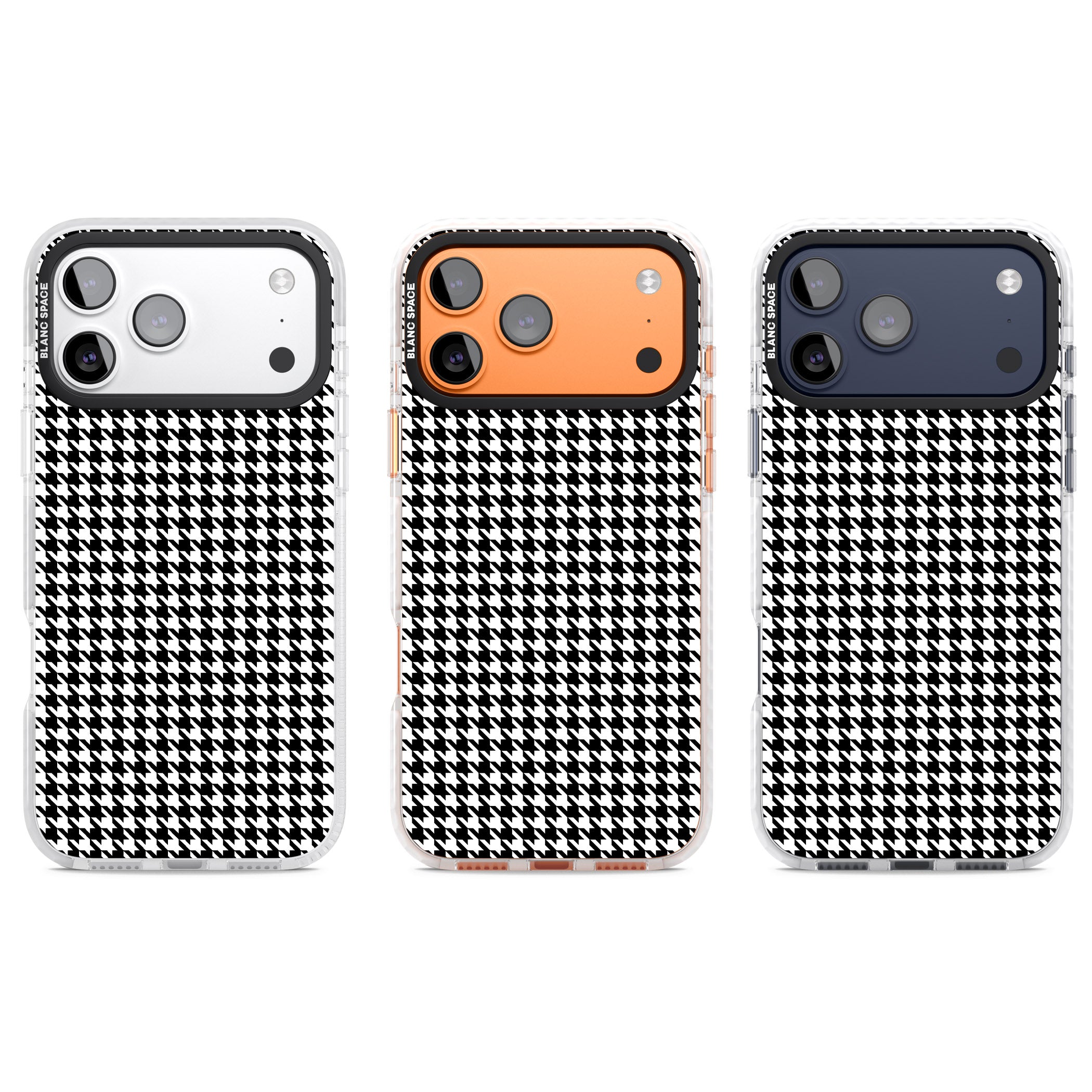 Black Houndstooth Pattern iPhone 17 Pro Impact Pro Clear Phone Case APT Impact Protection