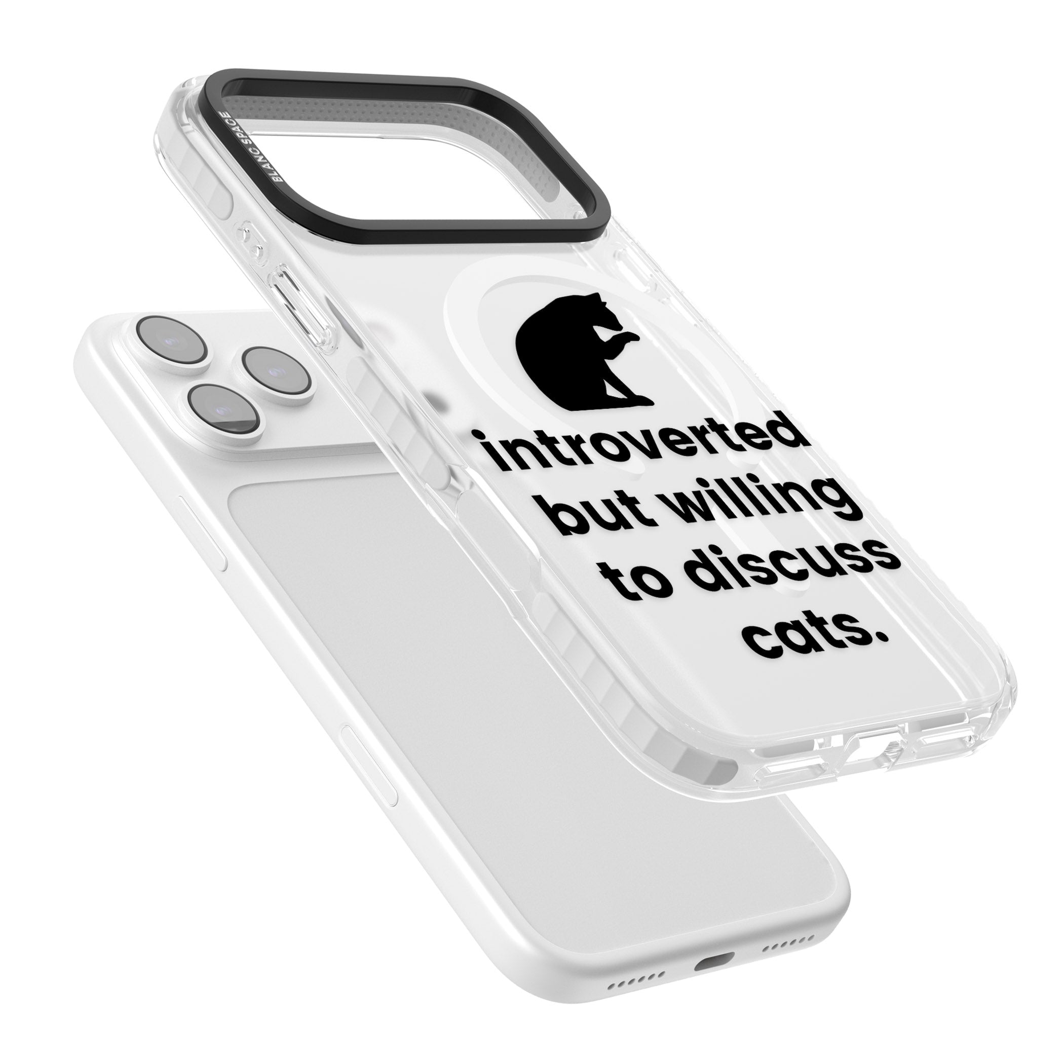 Introverted But Willing To Discuss Cats iPhone 17 Pro Impact Pro Clear Phone Case Colours
