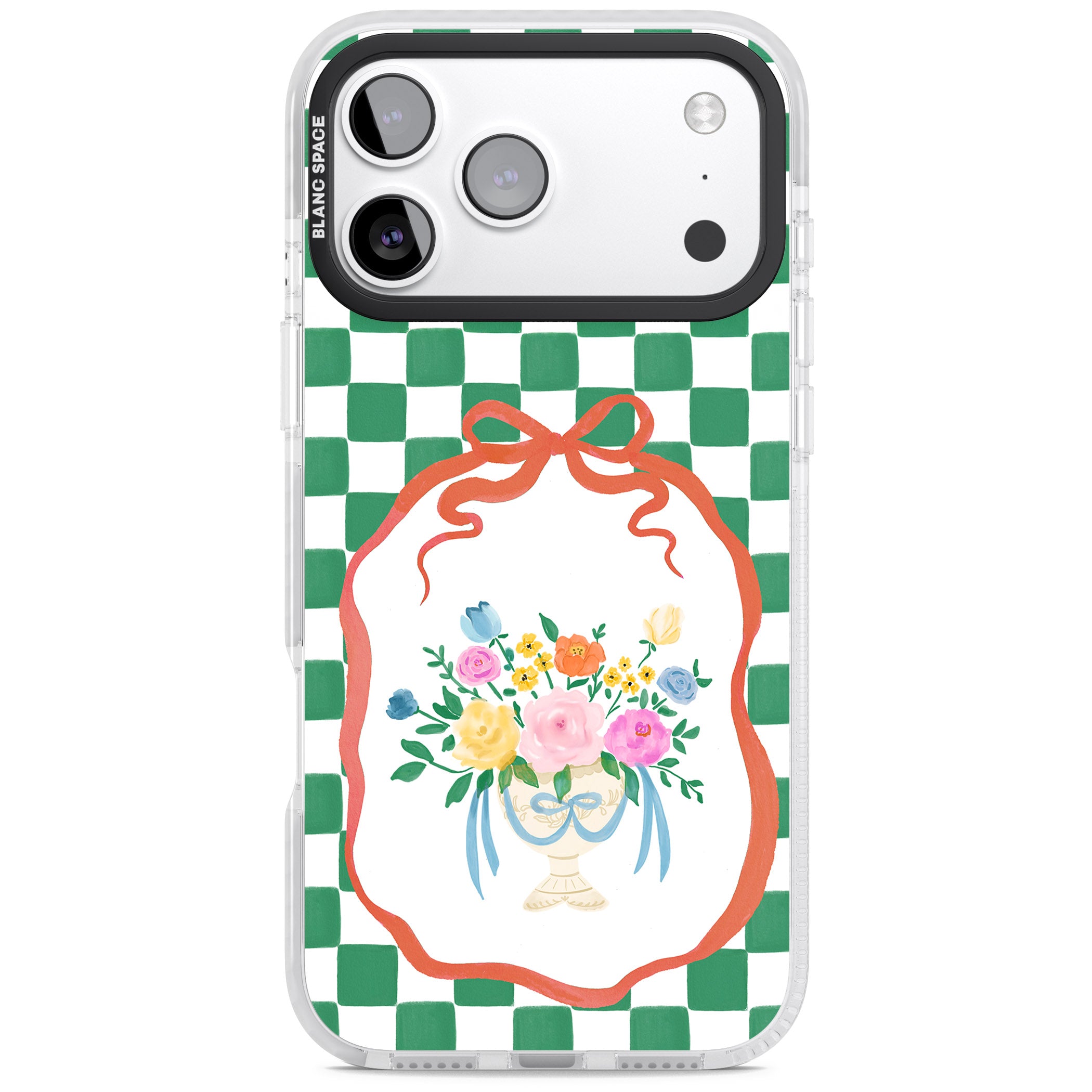 Green Checked Bouquet iPhone 17 Pro Impact Pro Clear Phone Case