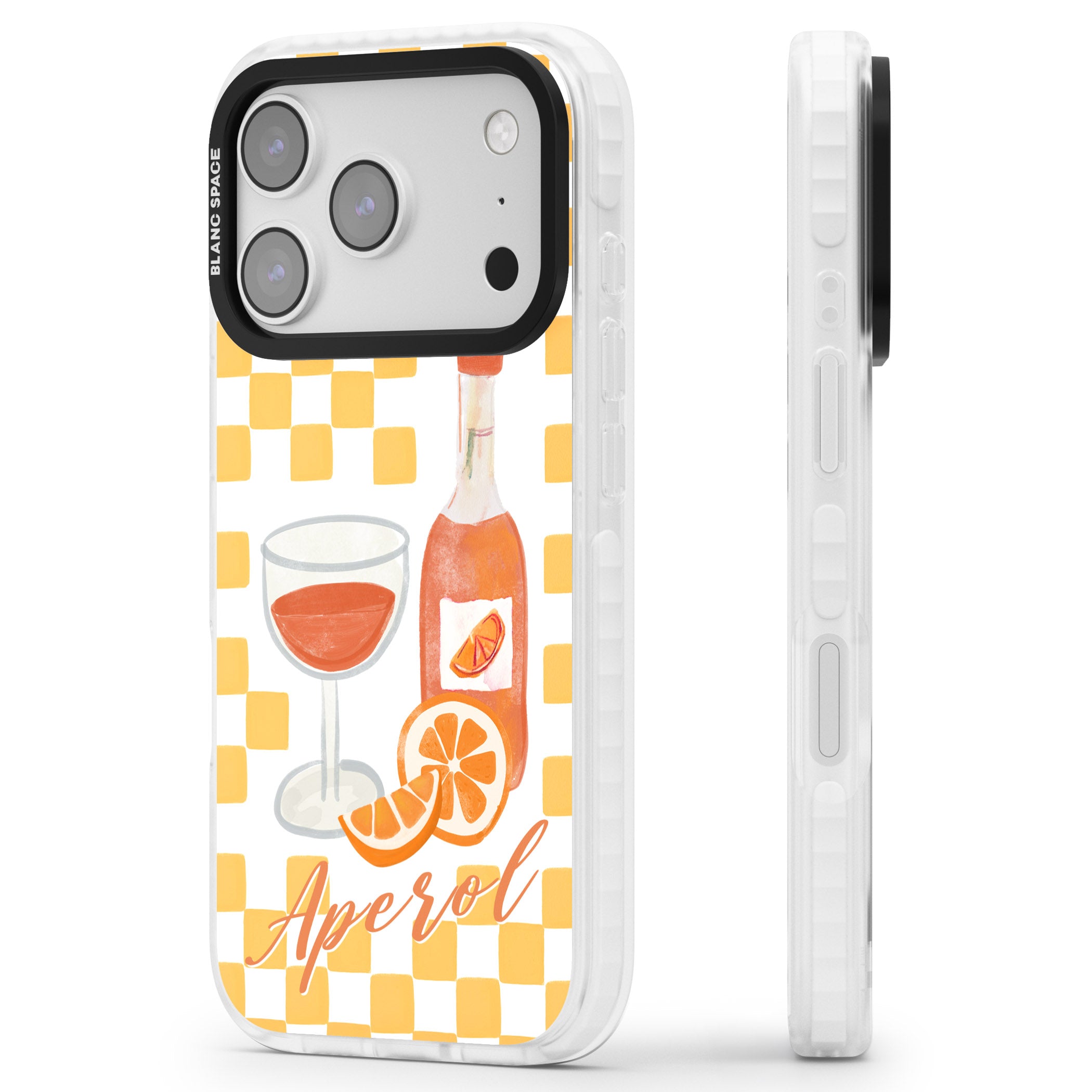 Checked Spritz iPhone 17 Pro Impact Pro Clear Phone Case Side Profile