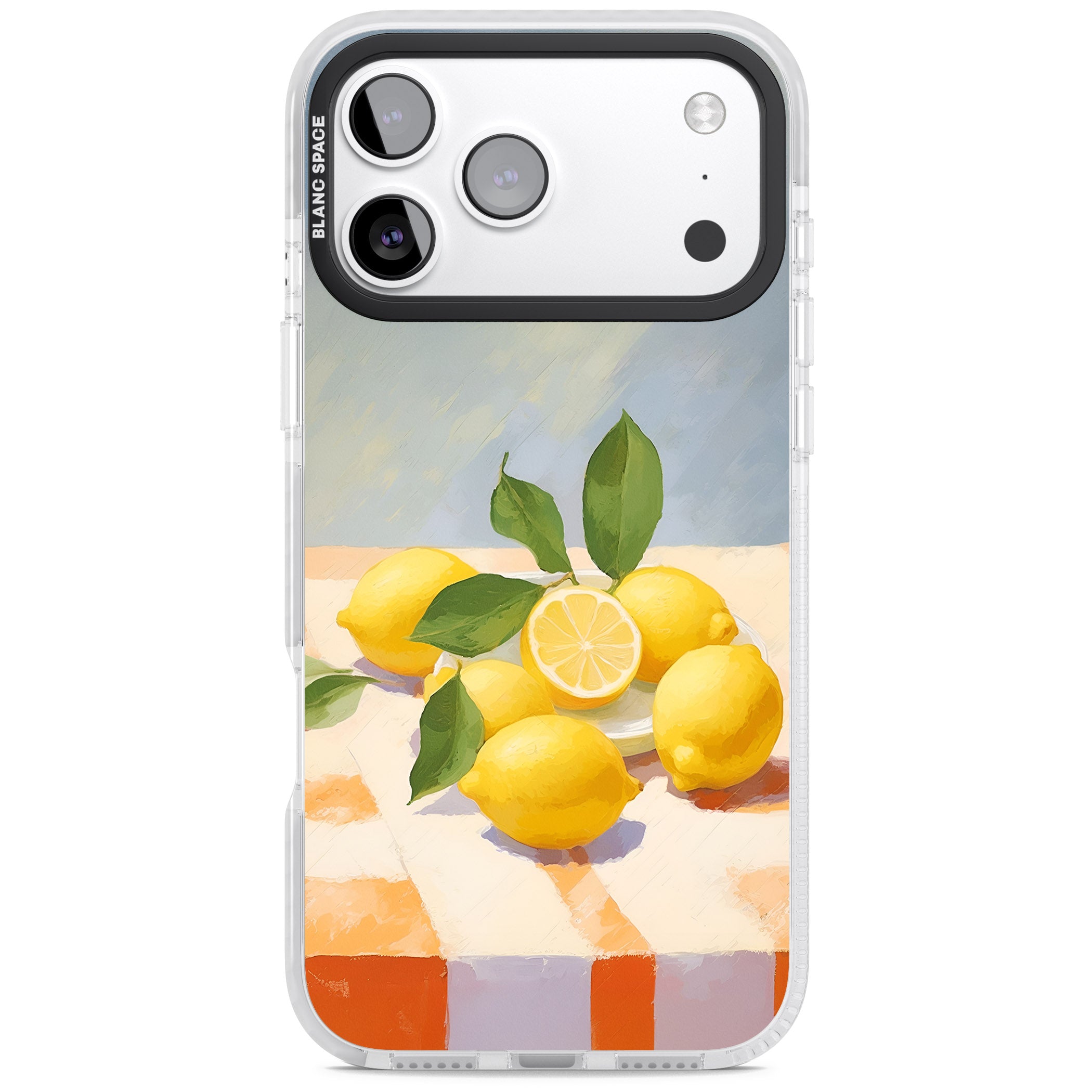 Lemons on Checkered Cloth iPhone 17 Pro Max Impact Pro Clear Phone Case