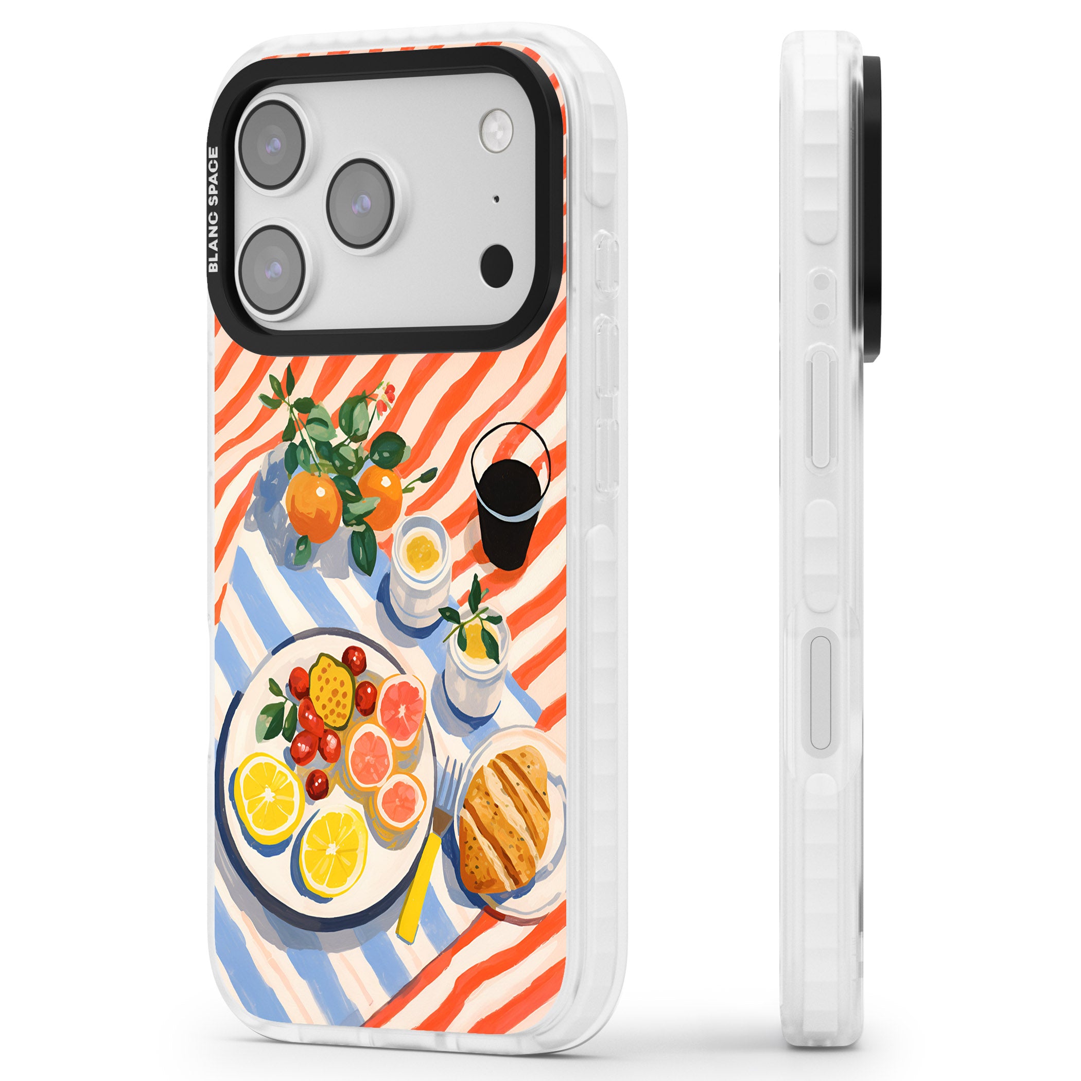 Citrus Picnic iPhone 17 Pro Impact Pro Clear Phone Case Side Profile