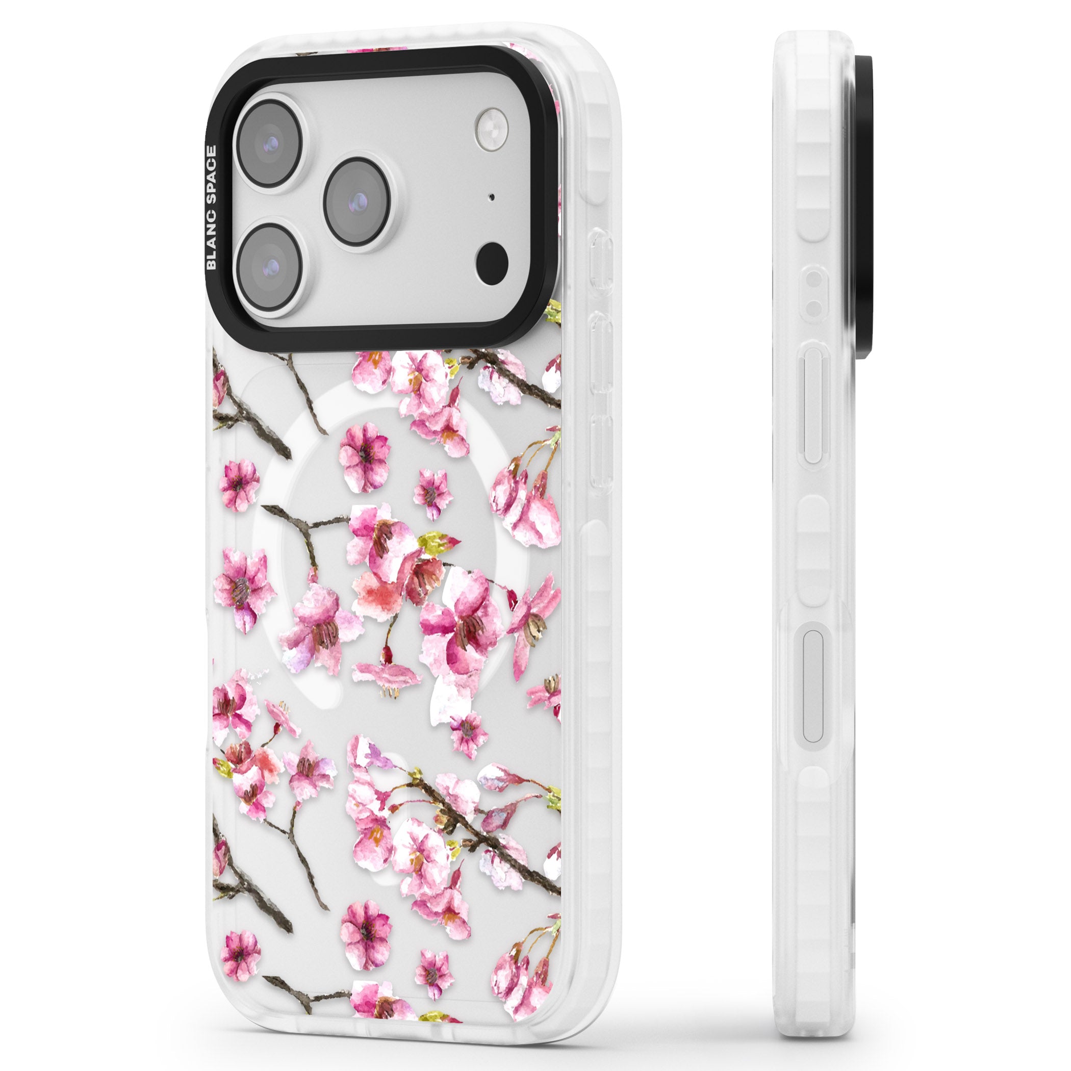 Sakura Bloom iPhone 17 Pro Impact Pro Clear Phone Case Side Profile
