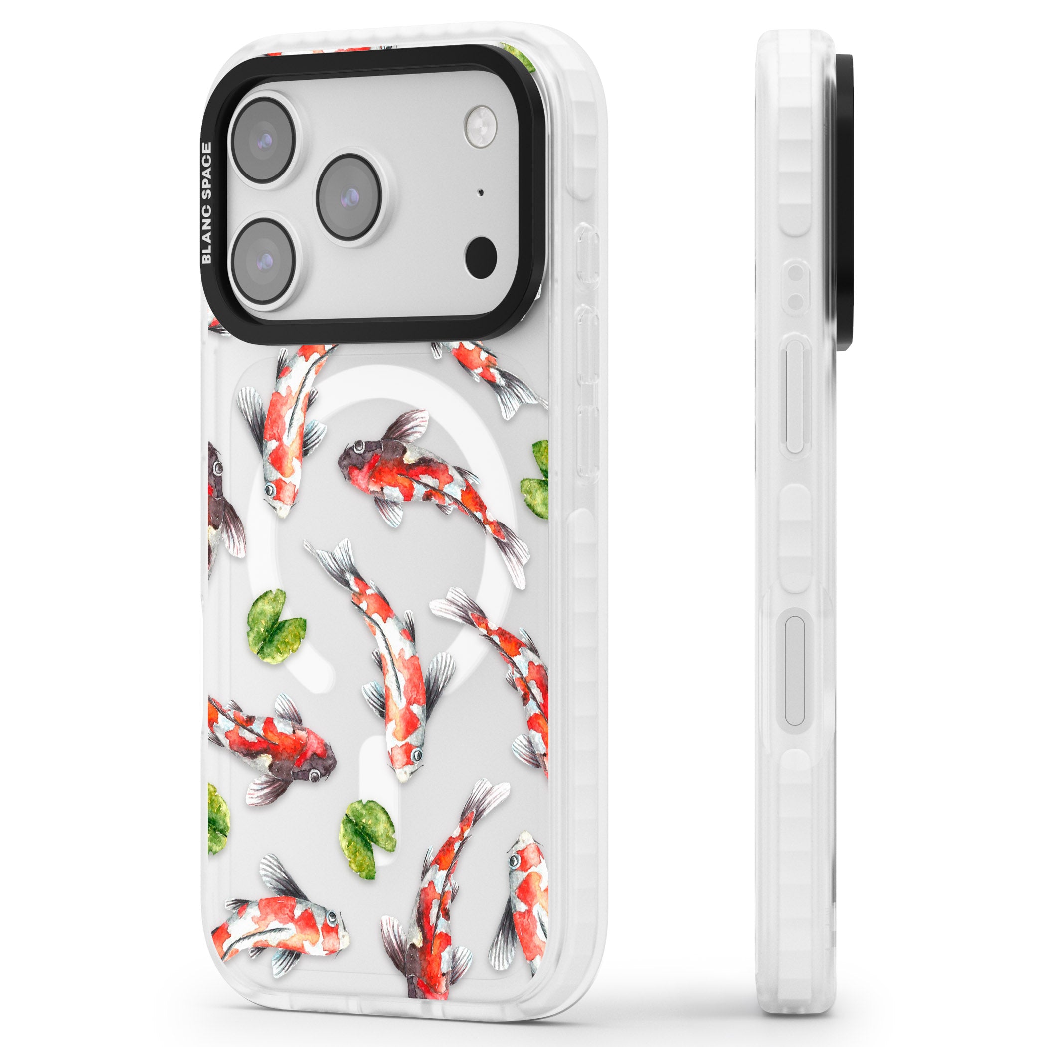 Koi Fish Watercolour iPhone 17 Pro Max Impact Pro Clear Phone Case Side Profile