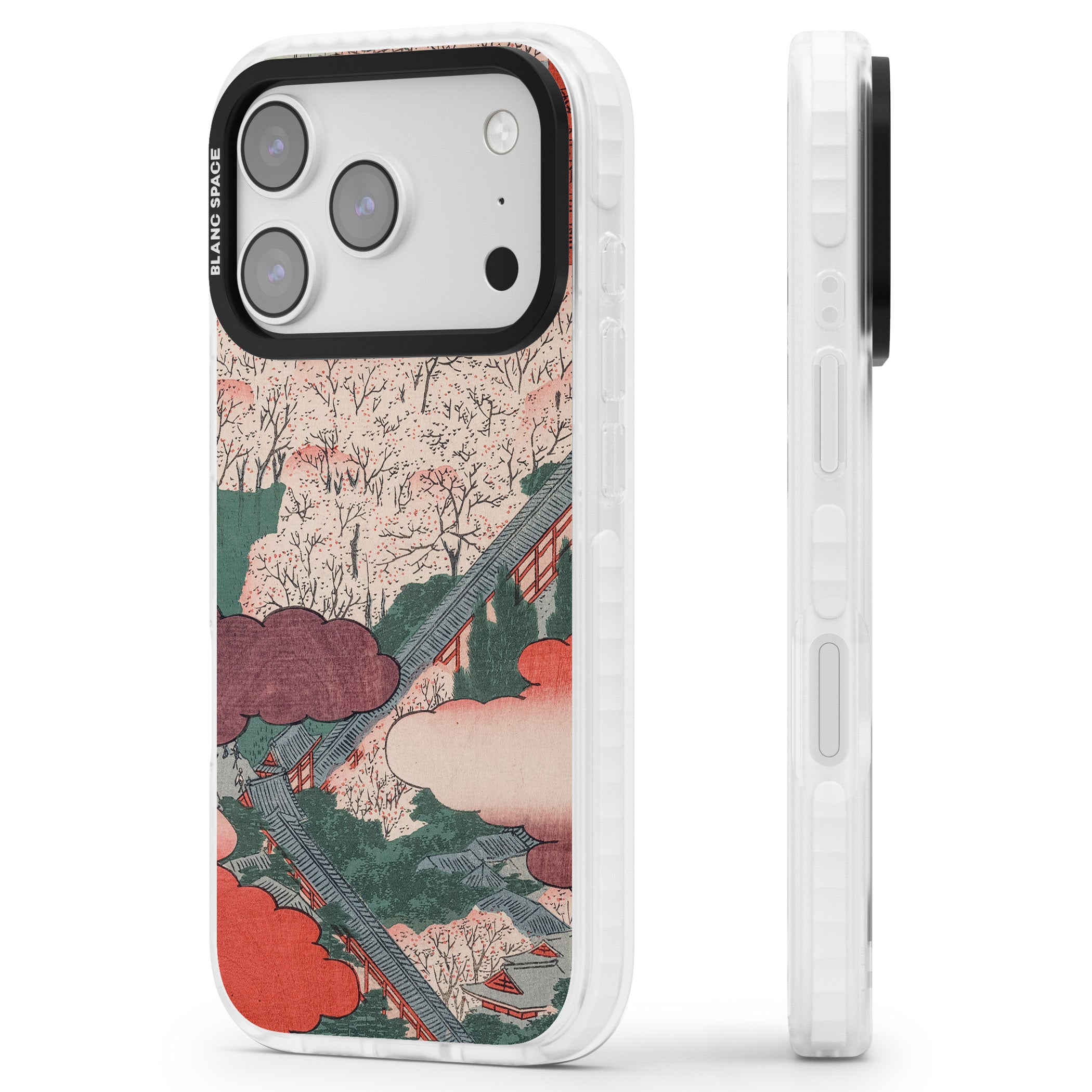 Vintage Japanese Illustrations Japanese City iPhone 17 Pro Max Impact Pro Clear Phone Case Side Profile