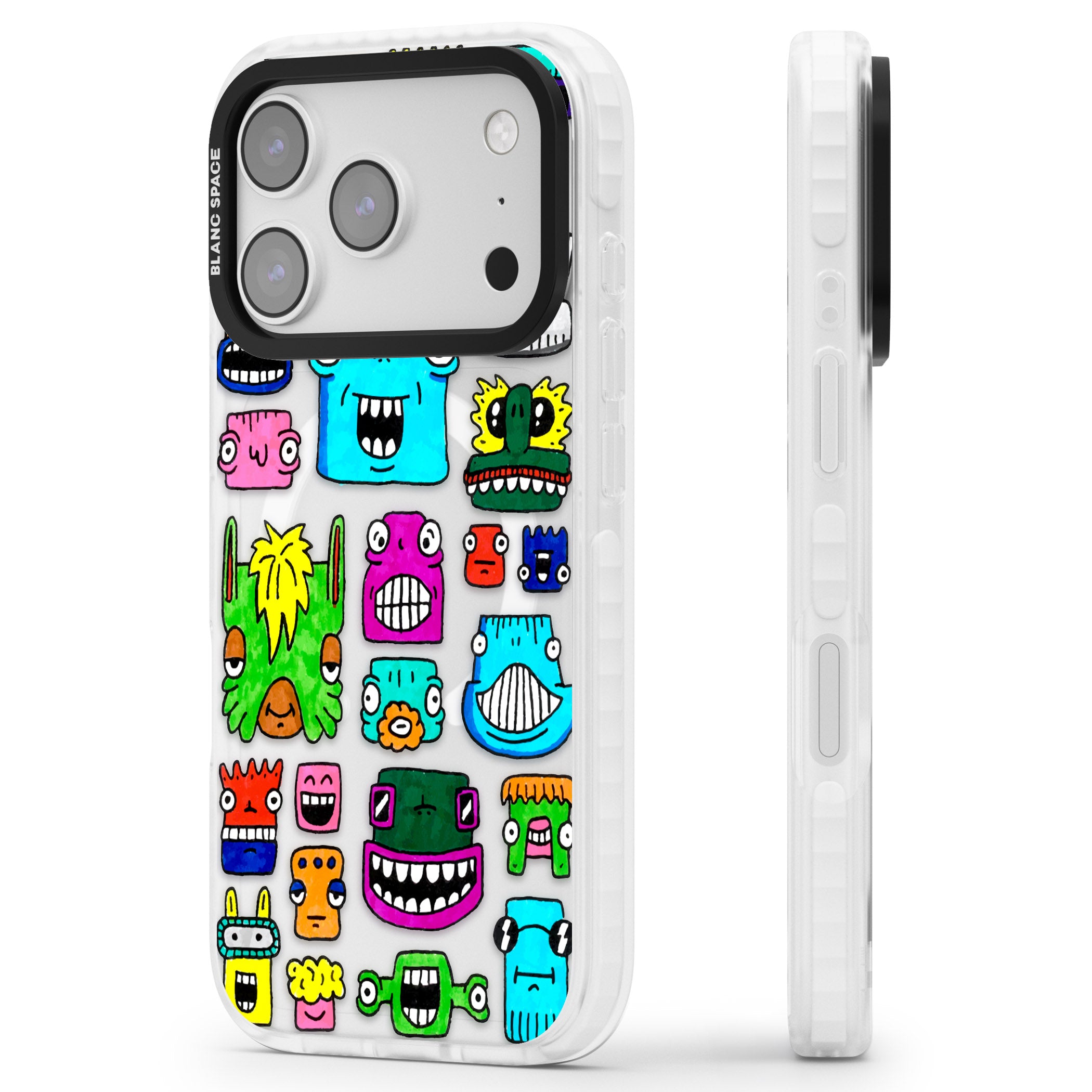 Burst Heads Colour iPhone 17 Pro Impact Pro Clear Phone Case Side Profile