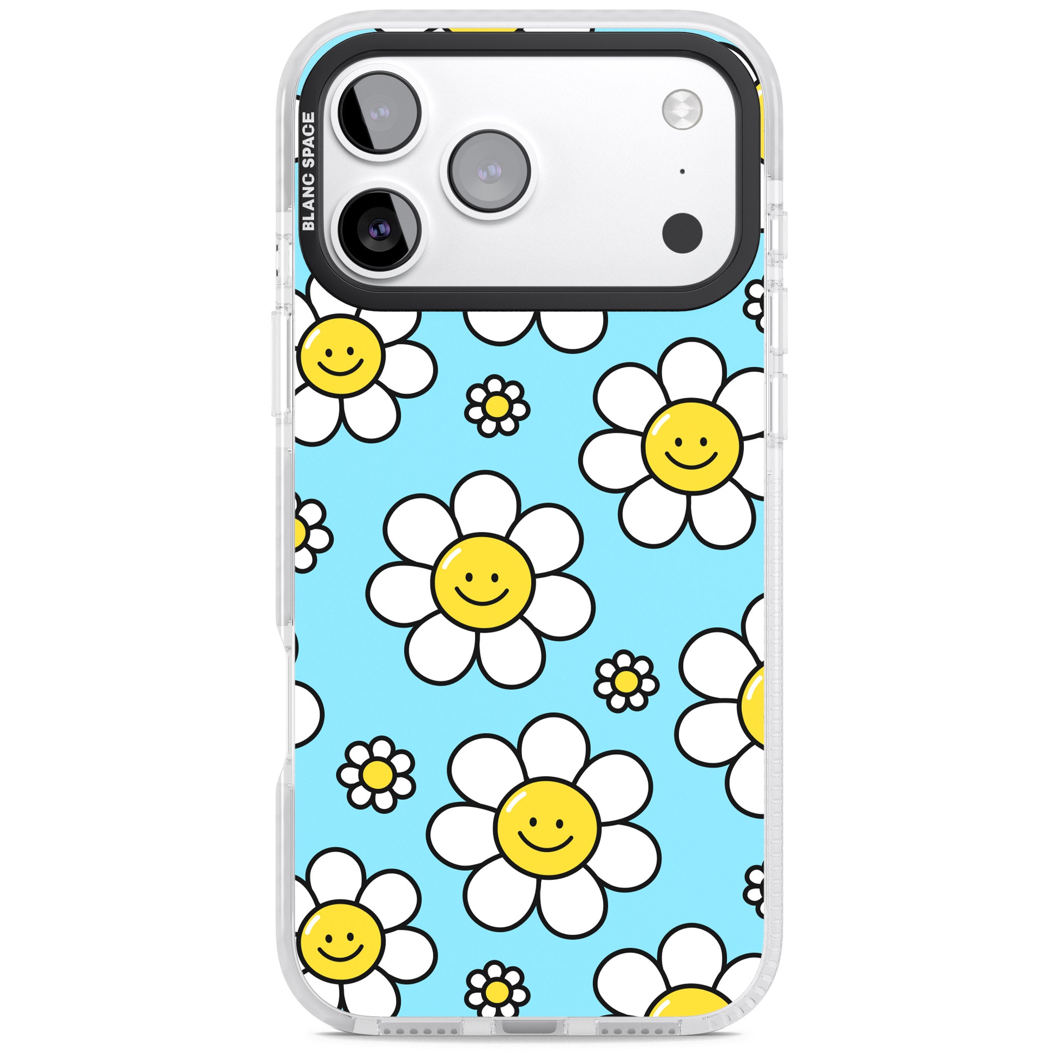 Daisy Faces Kawaii Pattern iPhone 17 Pro Impact Pro Clear Phone Case