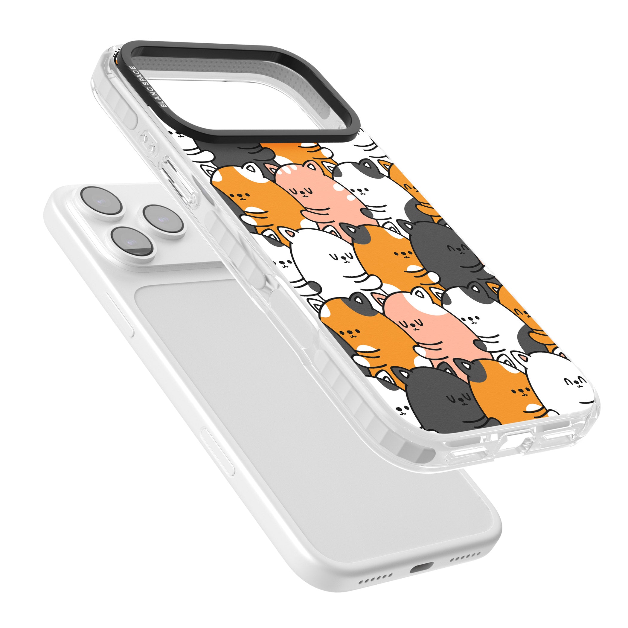 Spooning Cats Kawaii Pattern iPhone 17 Pro Impact Pro Clear Phone Case Colours