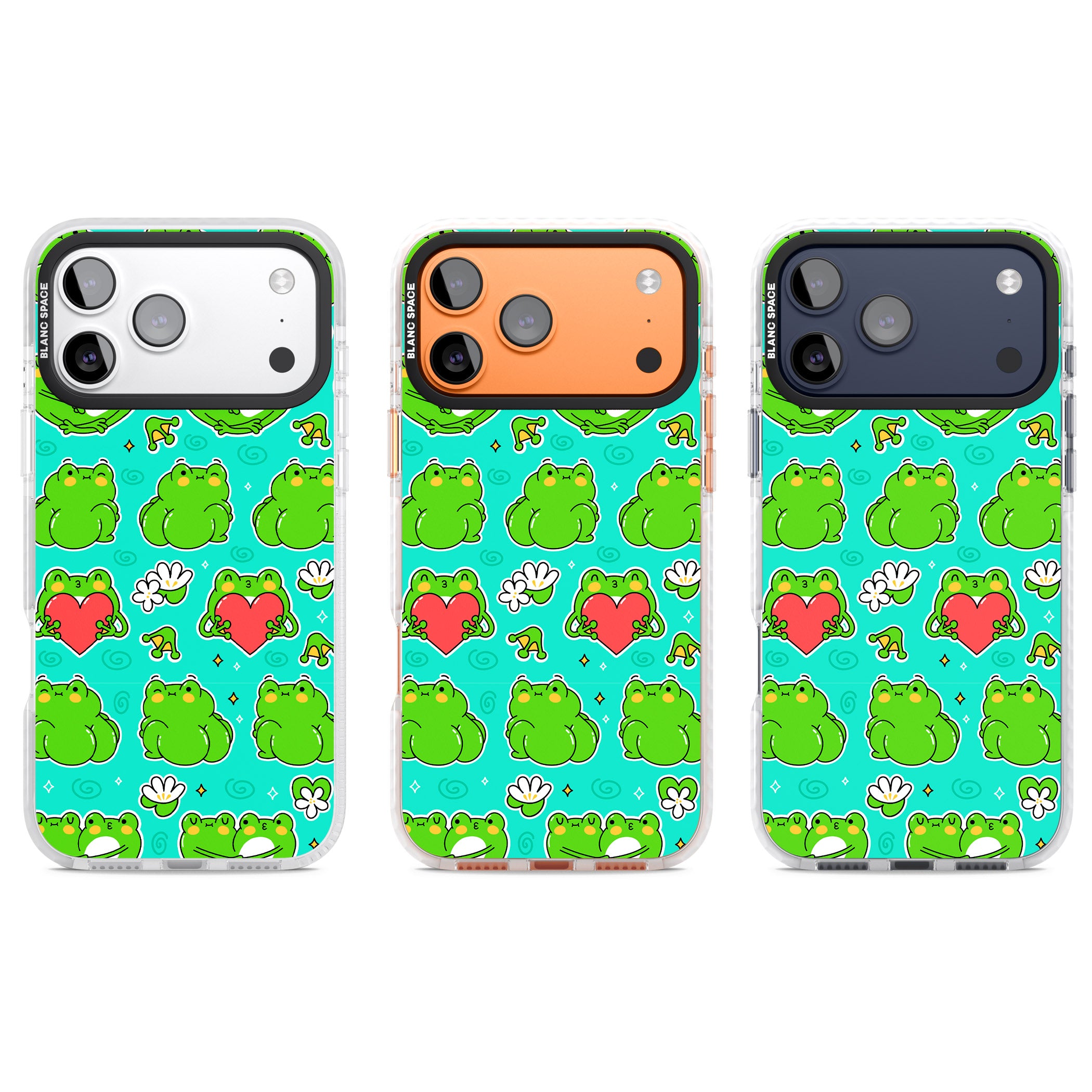 Frog Booty Kawaii Pattern iPhone 17 Pro Impact Pro Clear Phone Case APT Impact Protection